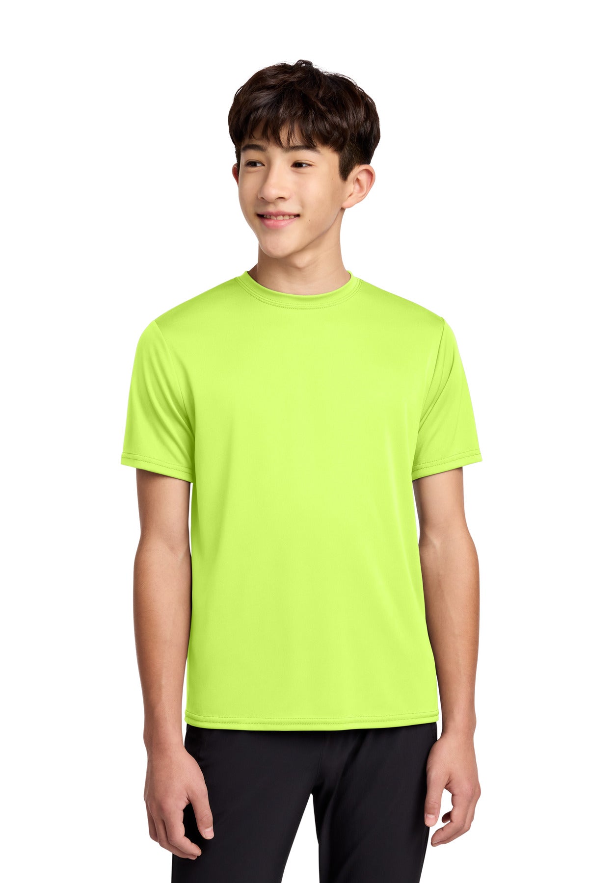 Custom Neon Yellow Youth Performance Tee PC380Y, personalized by SanCanDo Swag in Argyle, TX