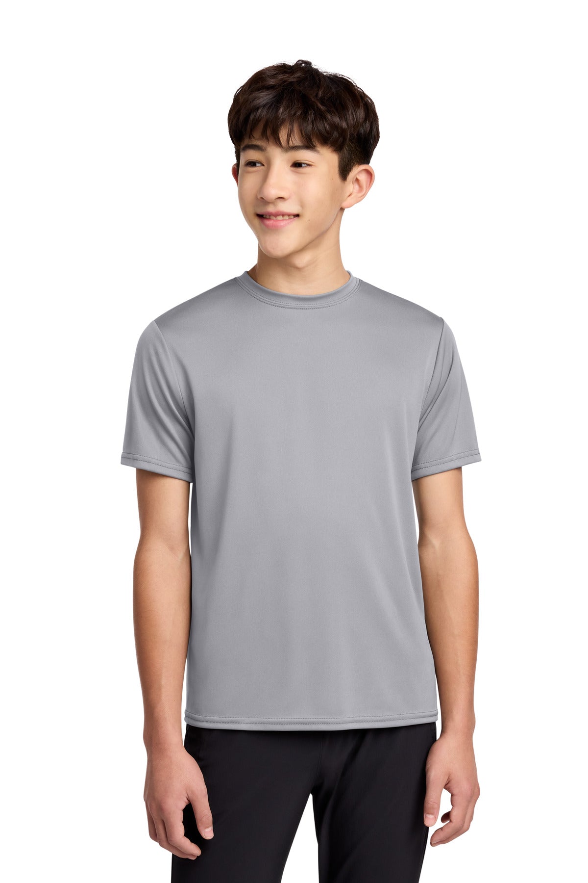 Custom Silver Youth Performance Tee PC380Y, personalized by SanCanDo Swag in Argyle, TX