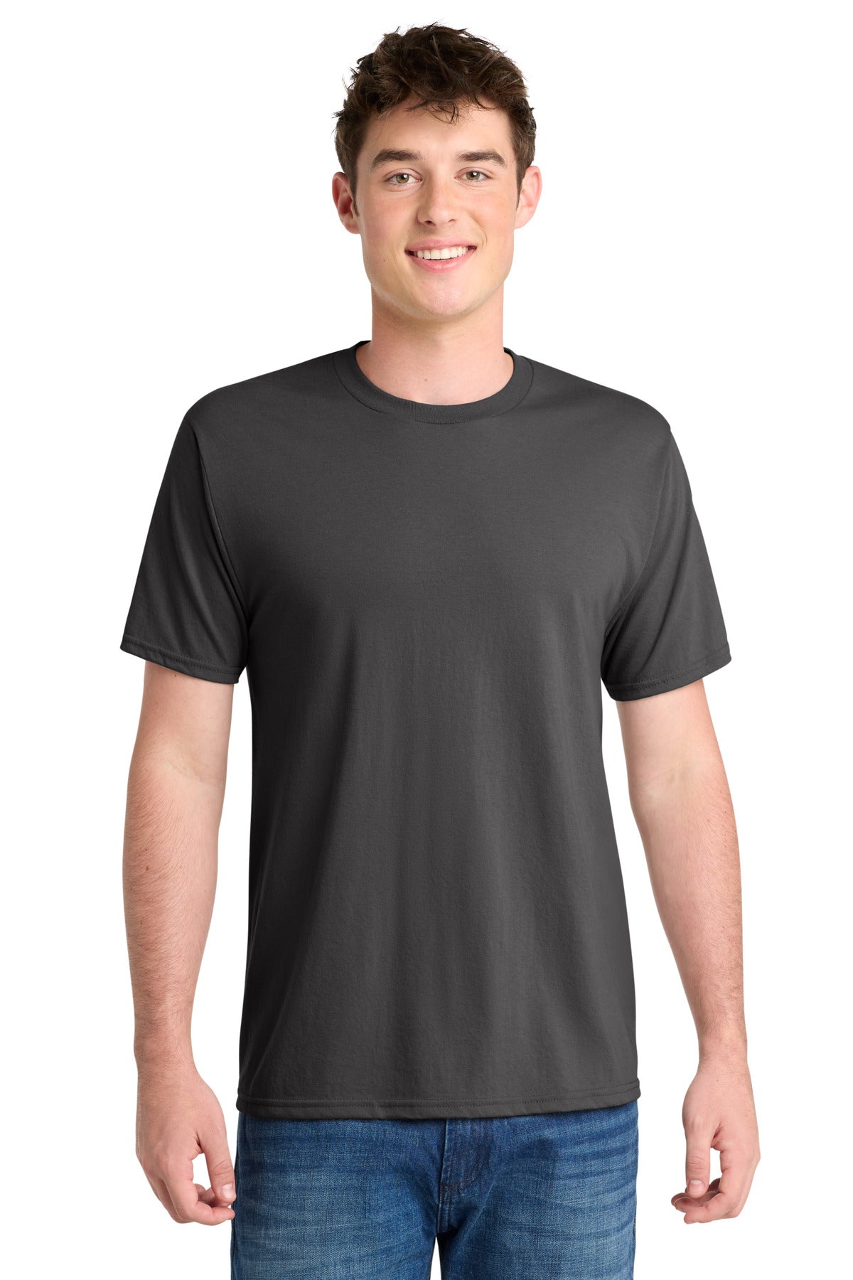 Custom Port & Company Blend Tee PC381 in Charcoal, personalized by SanCanDo Swag in Argyle, TX