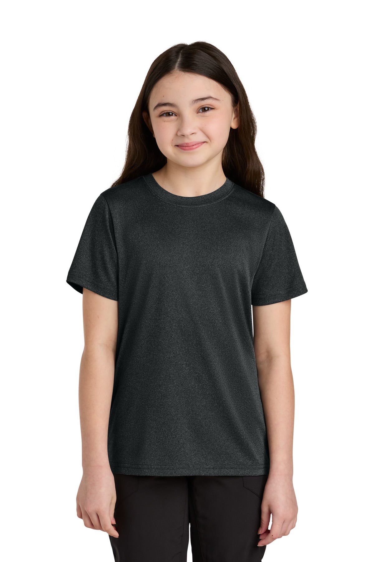 Custom Black Heather Youth Heather Performance Tee PC390Y, personalized by SanCanDo Swag in Argyle, TX