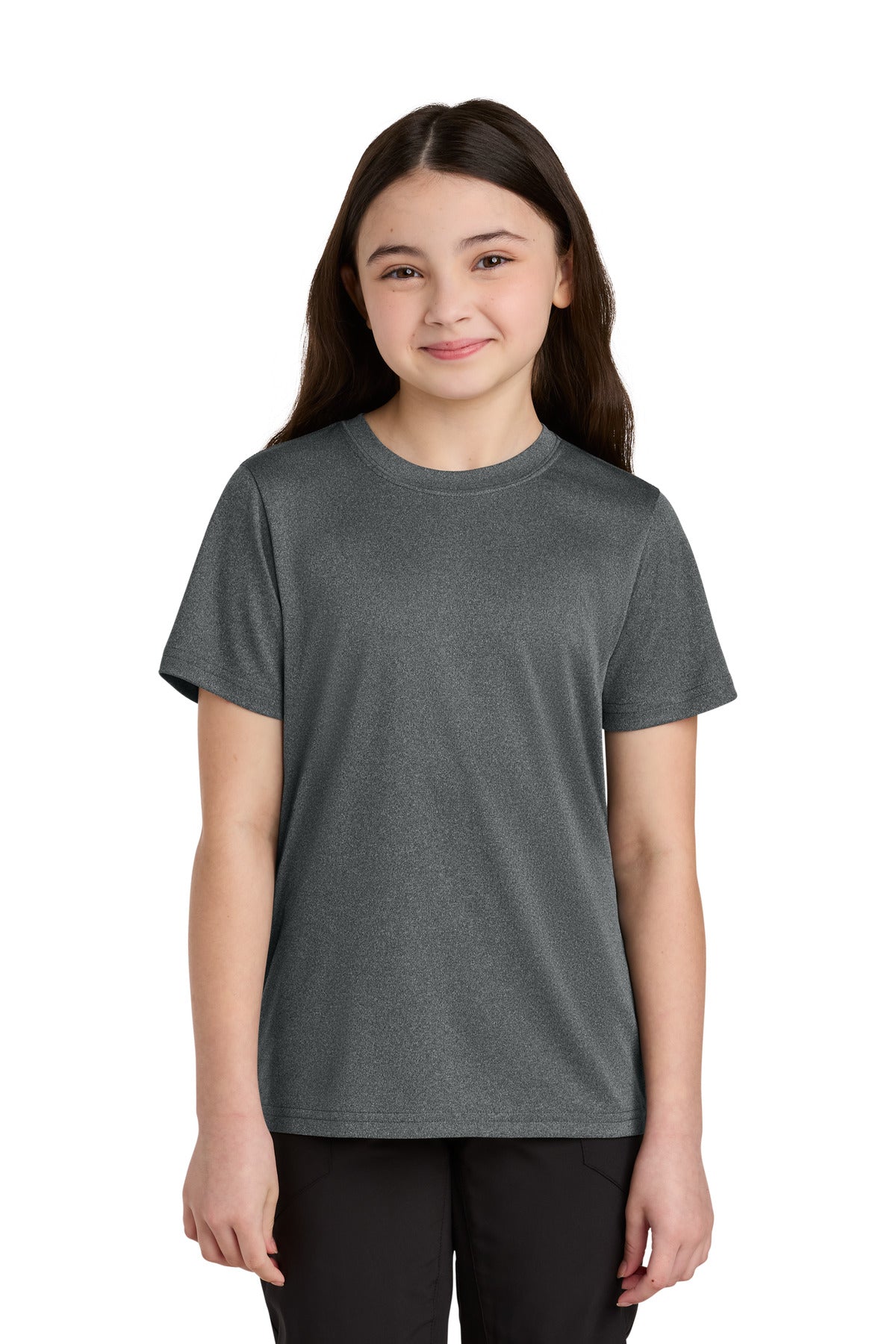 Custom Metal Grey Heather Youth Heather Performance Tee PC390Y, personalized by SanCanDo Swag in Argyle, TX