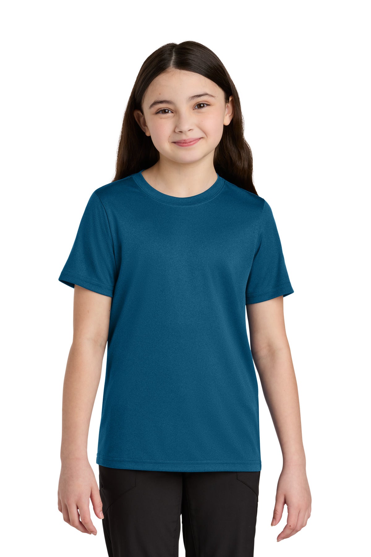 Custom Vintage Sapphire Youth Heather Performance Tee PC390Y, personalized by SanCanDo Swag in Argyle, TX