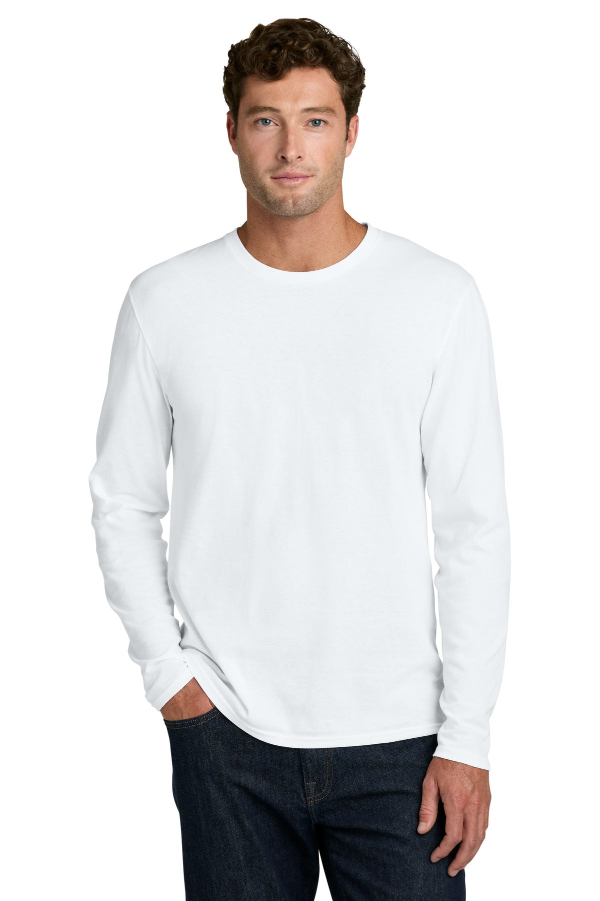 Custom Port & Company Long Sleeve Tee PC43LS in White, personalized by SanCanDo Swag in Argyle, TX