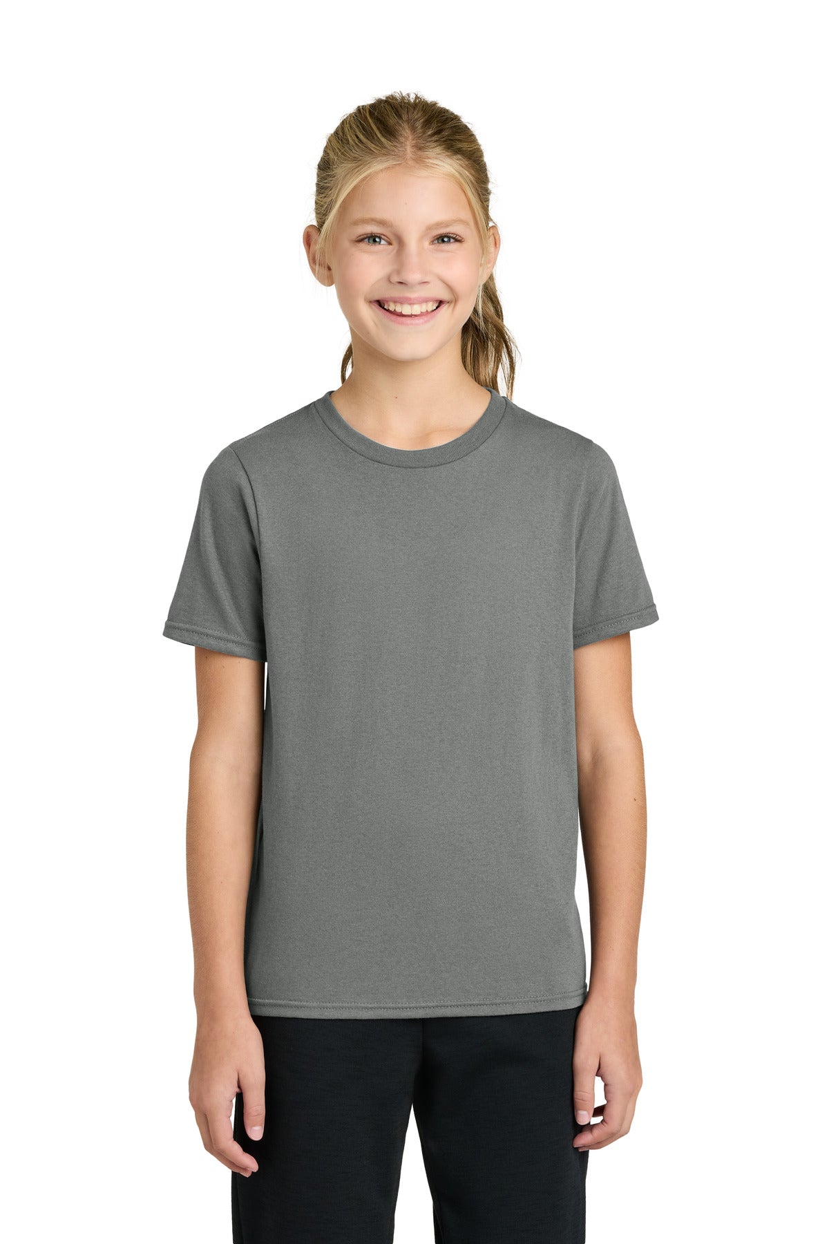 Custom Medium Grey Youth Easy Cotton Tee PC43Y, personalized by SanCanDo Swag in Argyle, TX