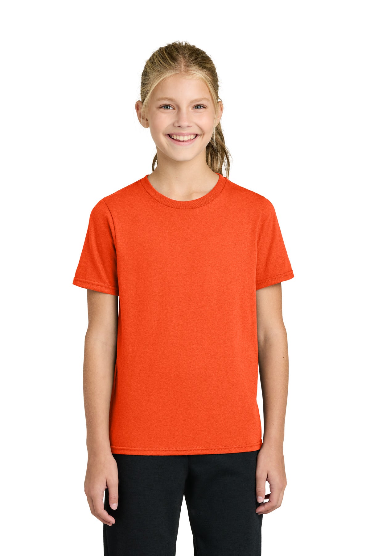 Custom Orange Youth Easy Cotton Tee PC43Y, personalized by SanCanDo Swag in Argyle, TX