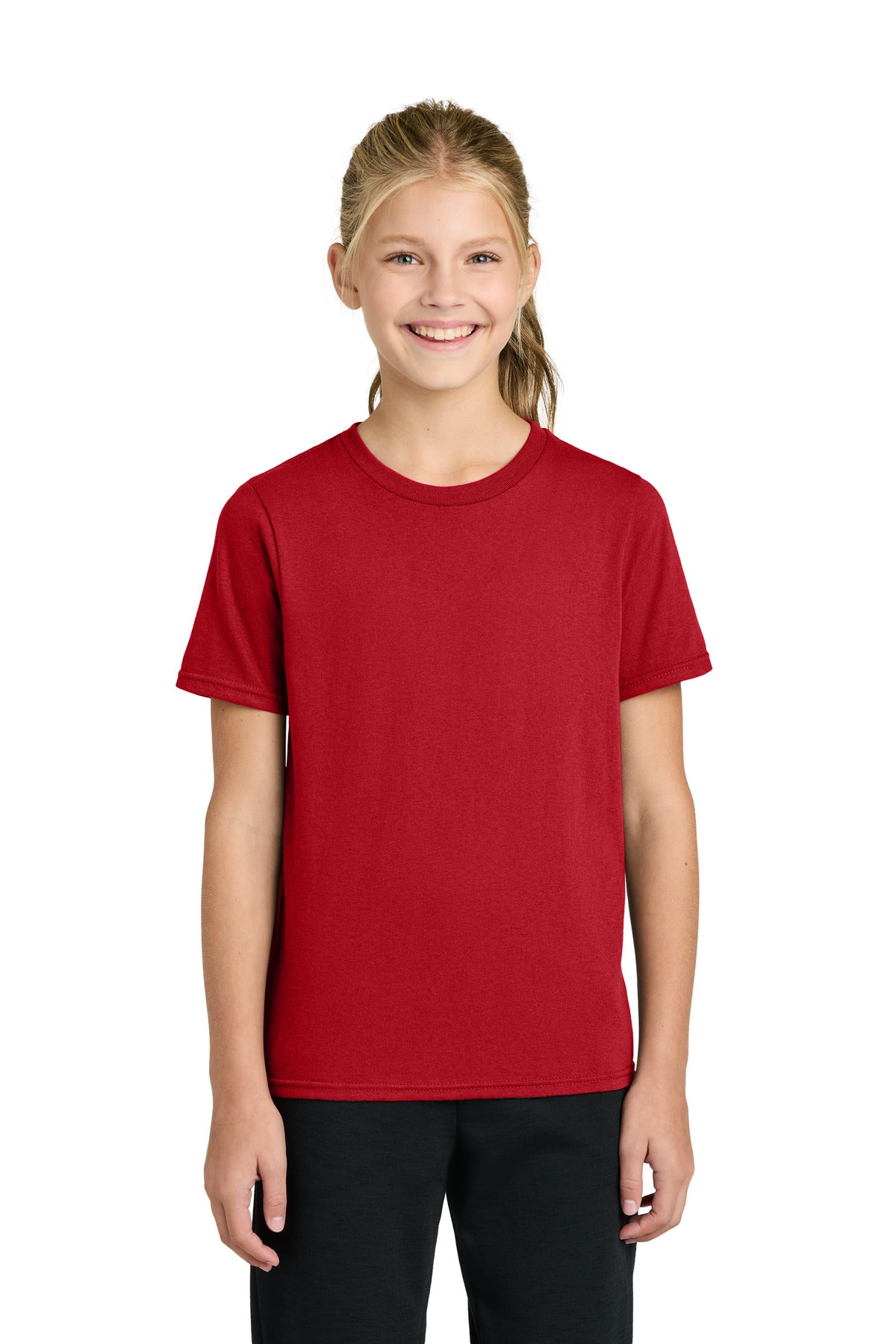 Custom Red Youth Easy Cotton Tee PC43Y, personalized by SanCanDo Swag in Argyle, TX