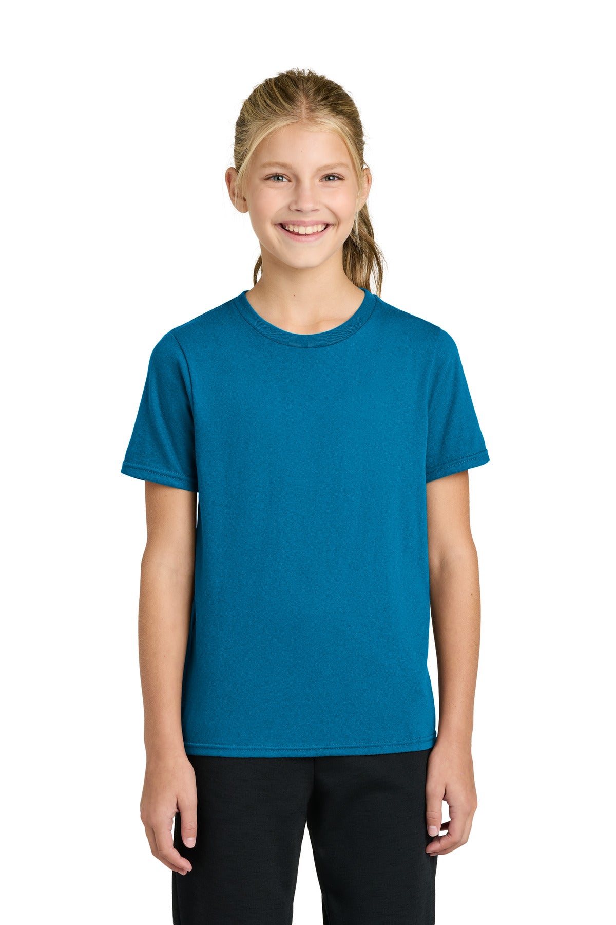 Custom Sapphire Youth Easy Cotton Tee PC43Y, personalized by SanCanDo Swag in Argyle, TX