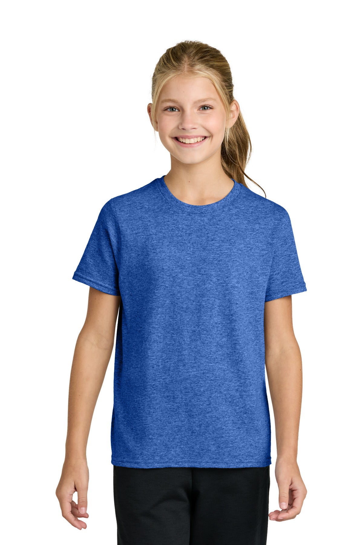 Custom Heather Royal Youth Easy Cotton Tee PC43Y, personalized by SanCanDo Swag in Argyle, TX
