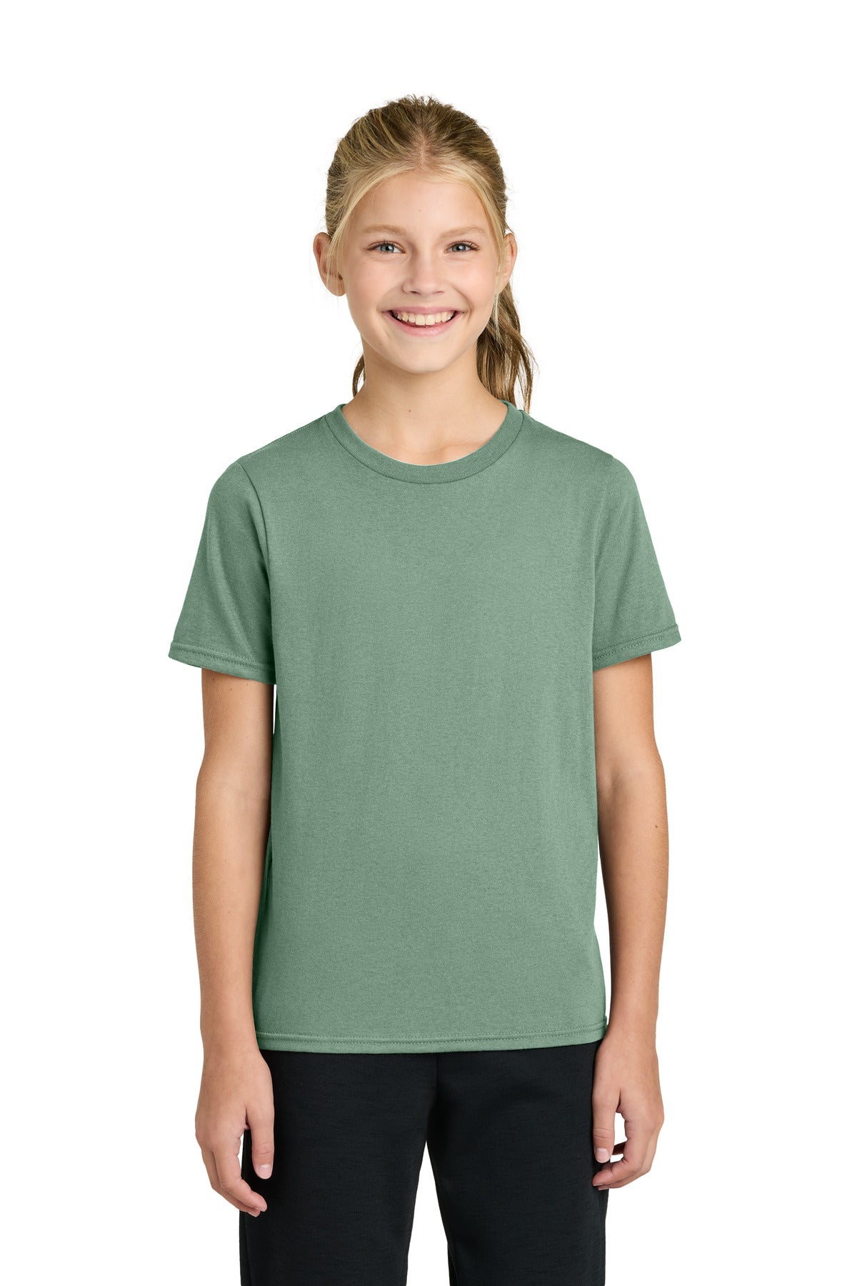 Custom Laurel Green Youth Easy Cotton Tee PC43Y, personalized by SanCanDo Swag in Argyle, TX