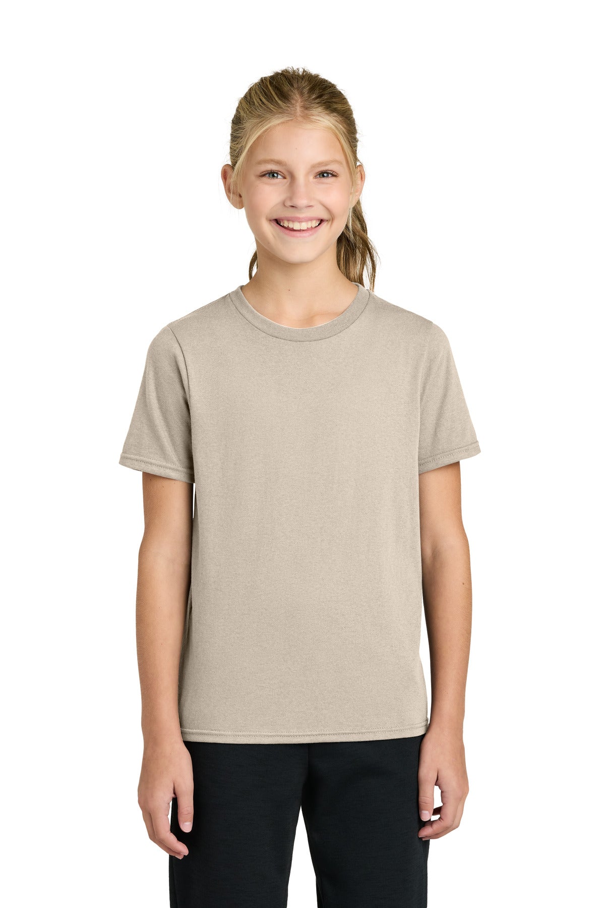 Custom Light Sand Youth Easy Cotton Tee PC43Y, personalized by SanCanDo Swag in Argyle, TX