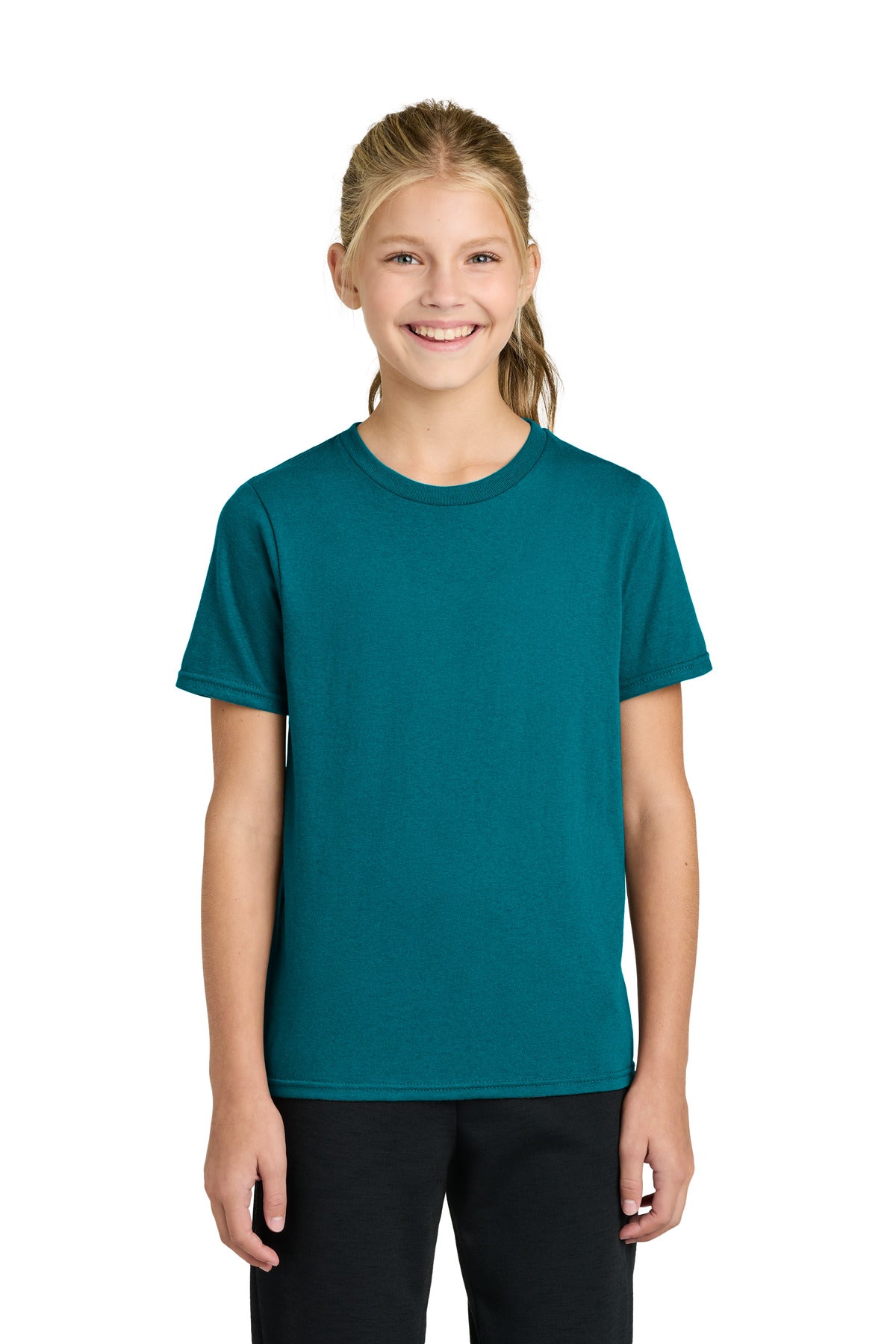 Custom Teal Youth Easy Cotton Tee PC43Y, personalized by SanCanDo Swag in Argyle, TX