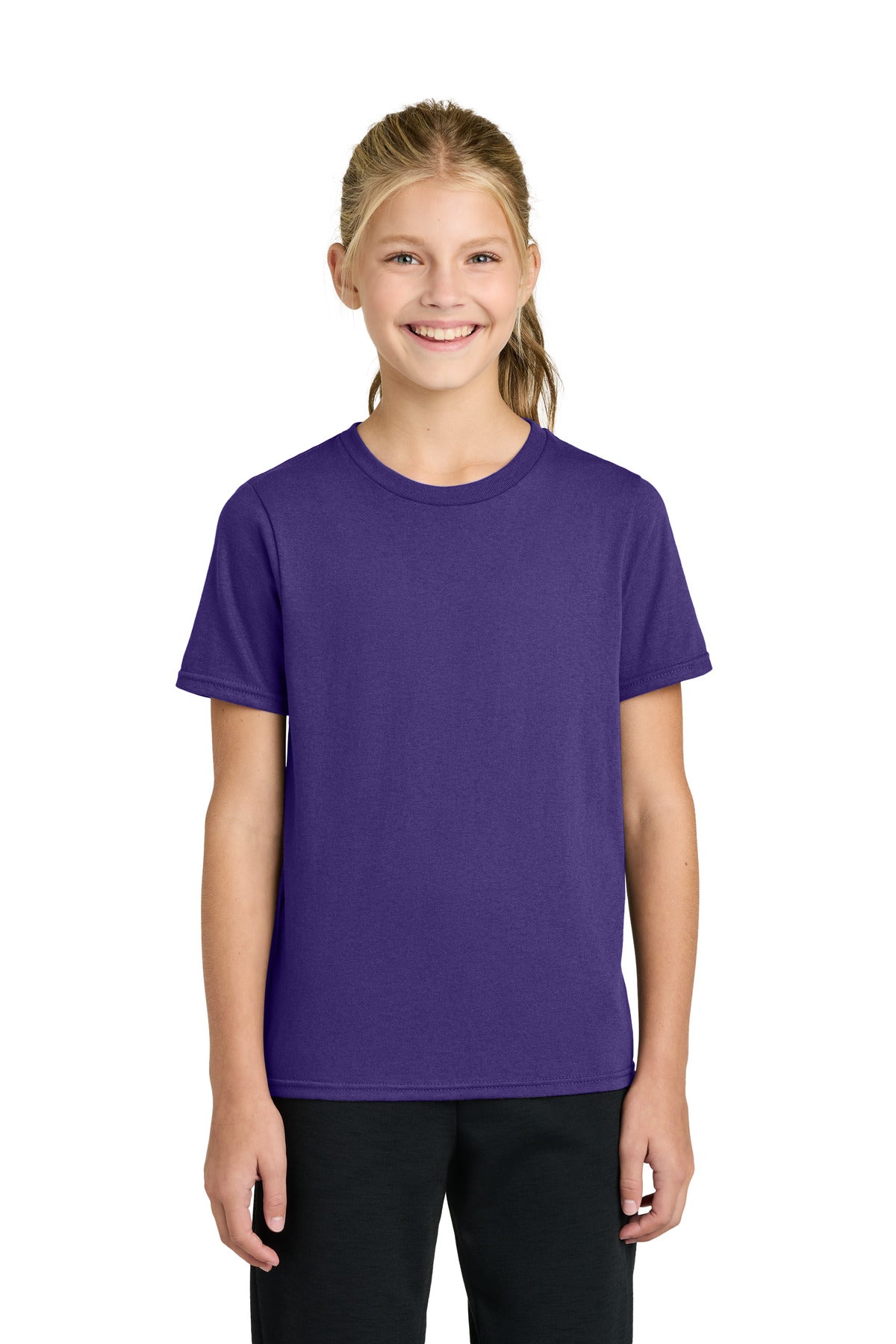 Custom Team Purple Youth Easy Cotton Tee PC43Y, personalized by SanCanDo Swag in Argyle, TX