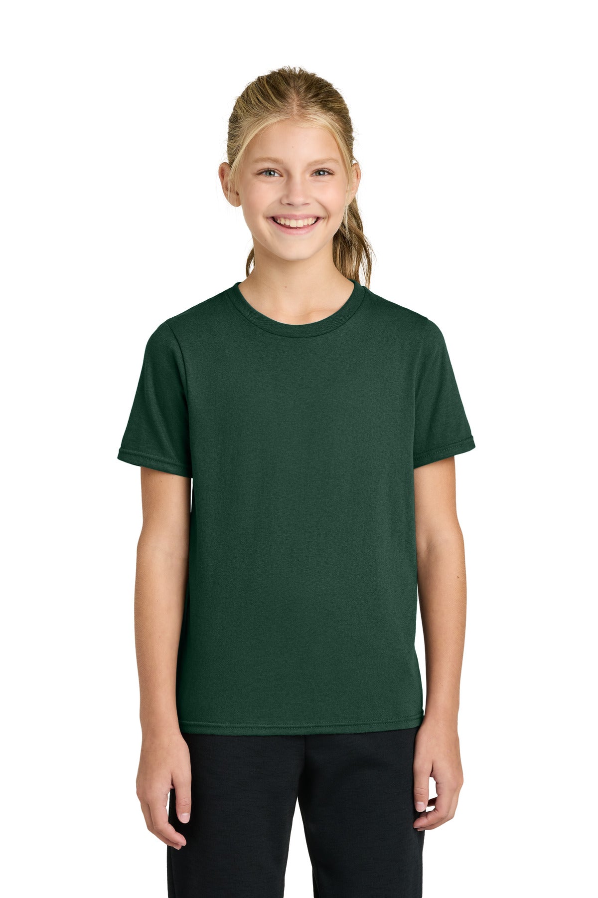 Custom Dark Green Youth Easy Cotton Tee PC43Y, personalized by SanCanDo Swag in Argyle, TX