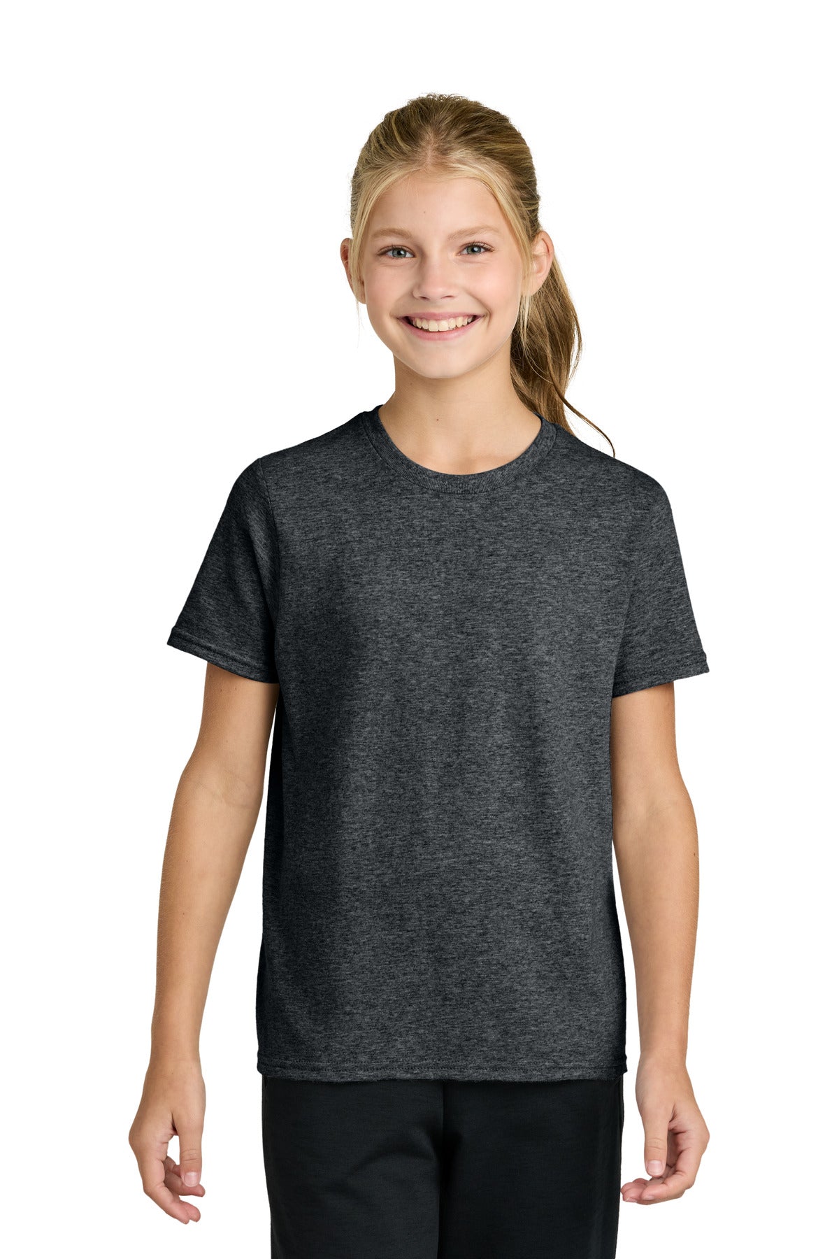 Custom Dark Heather Grey Youth Easy Cotton Tee PC43Y, personalized by SanCanDo Swag in Argyle, TX
