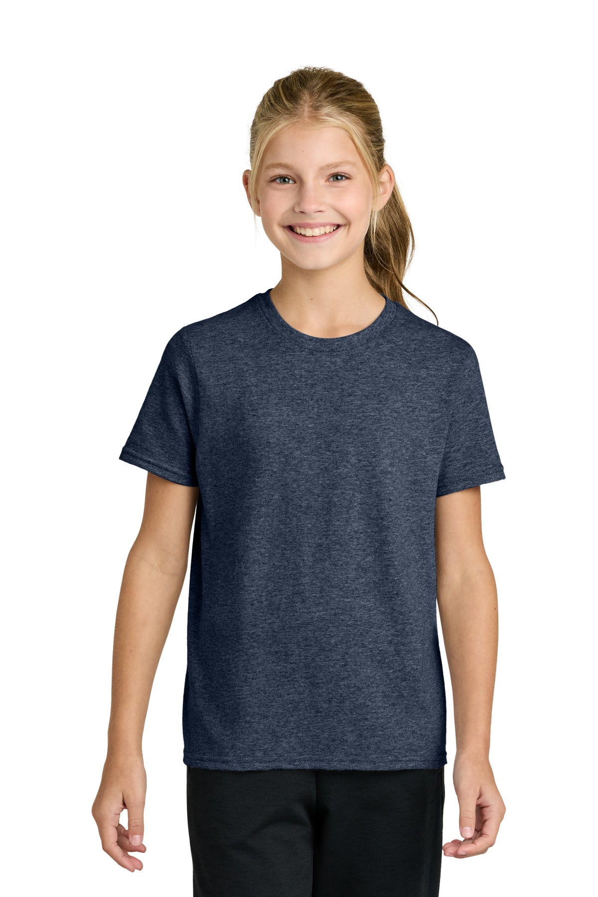 Custom Heather Navy Youth Easy Cotton Tee PC43Y, personalized by SanCanDo Swag in Argyle, TX