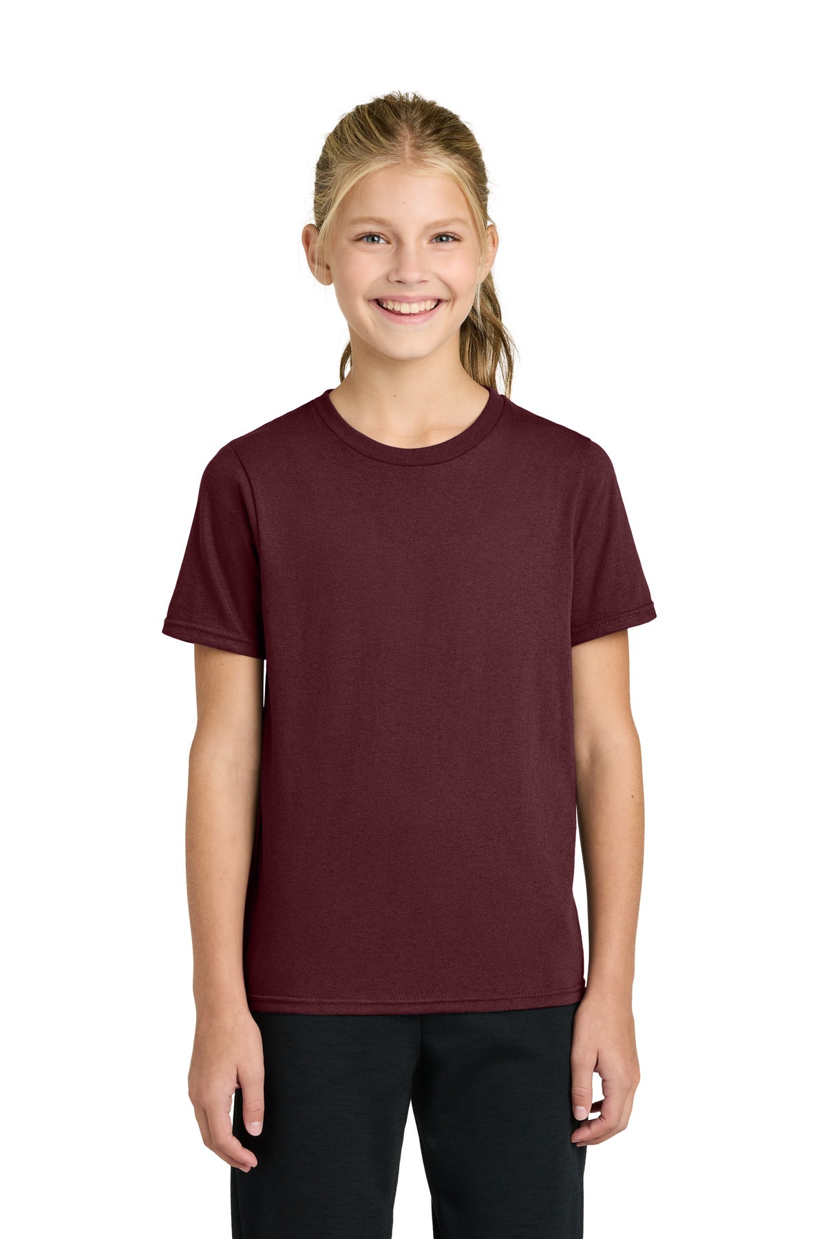 Custom Athletic Maroon Youth Easy Cotton Tee PC43Y, personalized by SanCanDo Swag in Argyle, TX