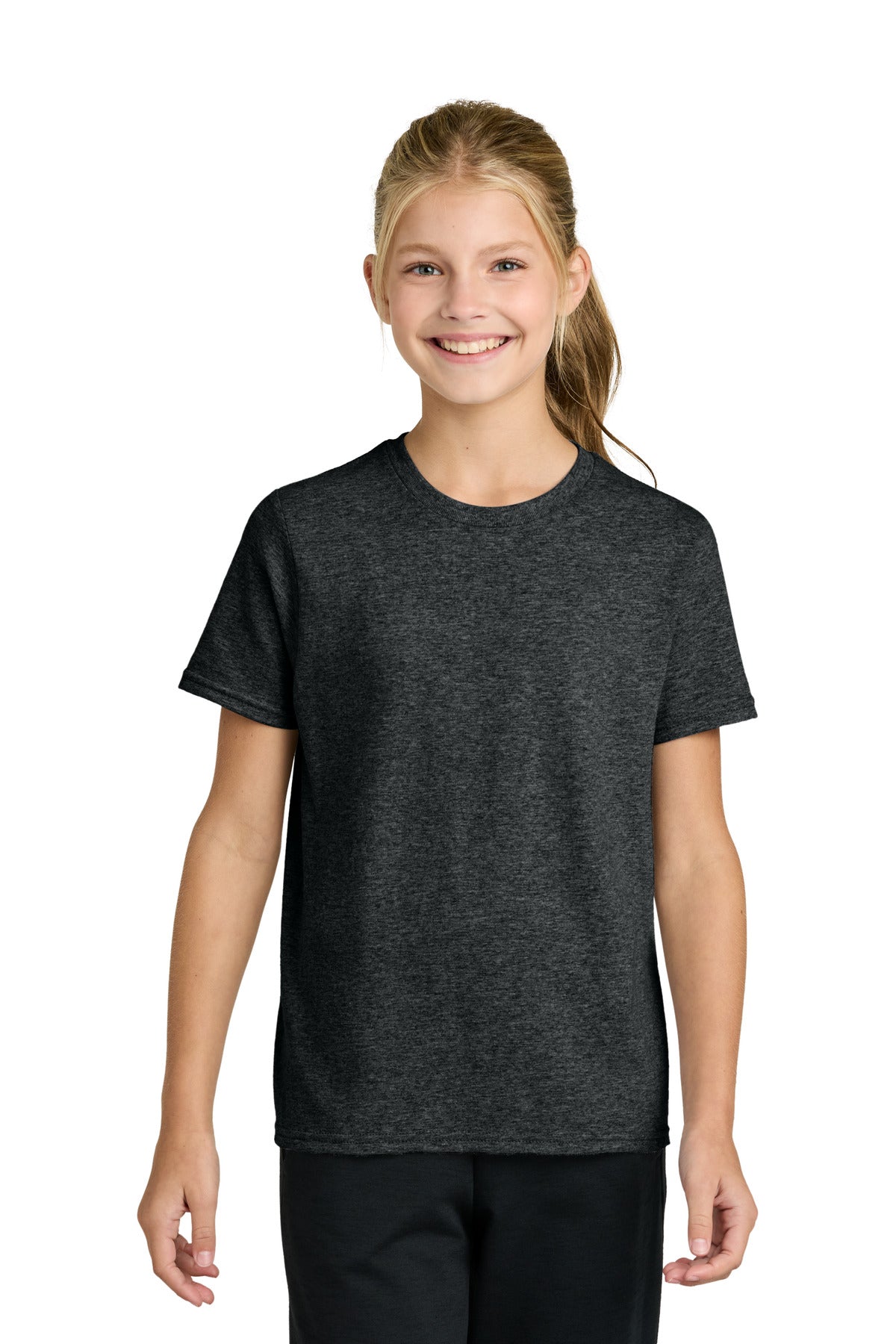 Custom Black Heather Youth Easy Cotton Tee PC43Y, personalized by SanCanDo Swag in Argyle, TX
