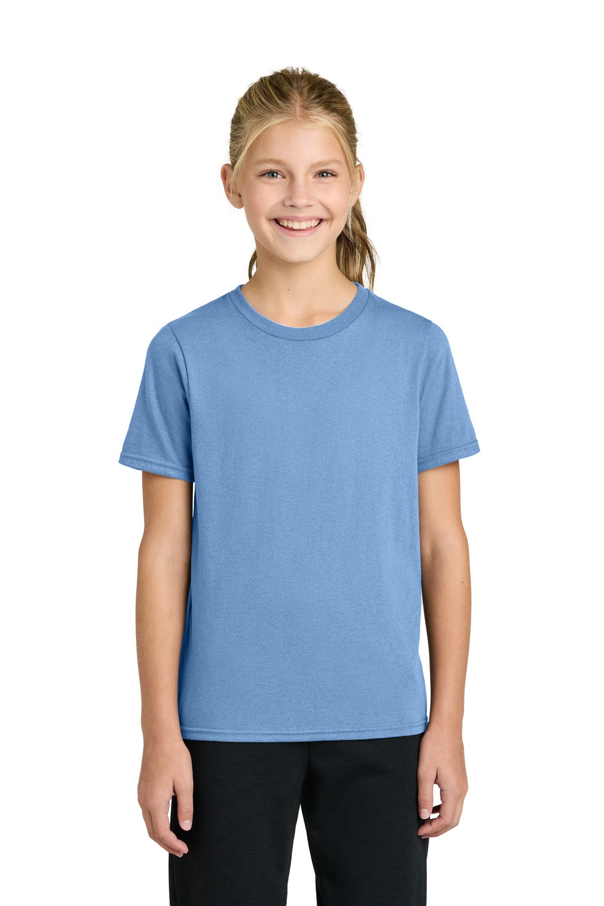 Custom Carolina Blue Youth Easy Cotton Tee PC43Y, personalized by SanCanDo Swag in Argyle, TX