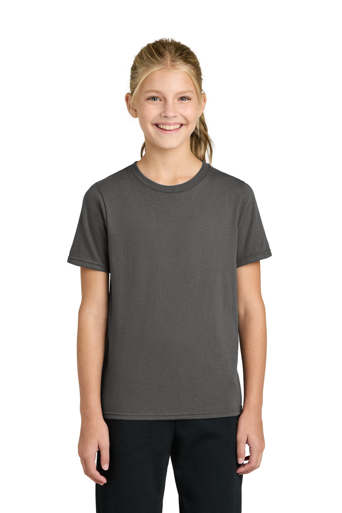 Custom Charcoal Youth Easy Cotton Tee PC43Y, personalized by SanCanDo Swag in Argyle, TX