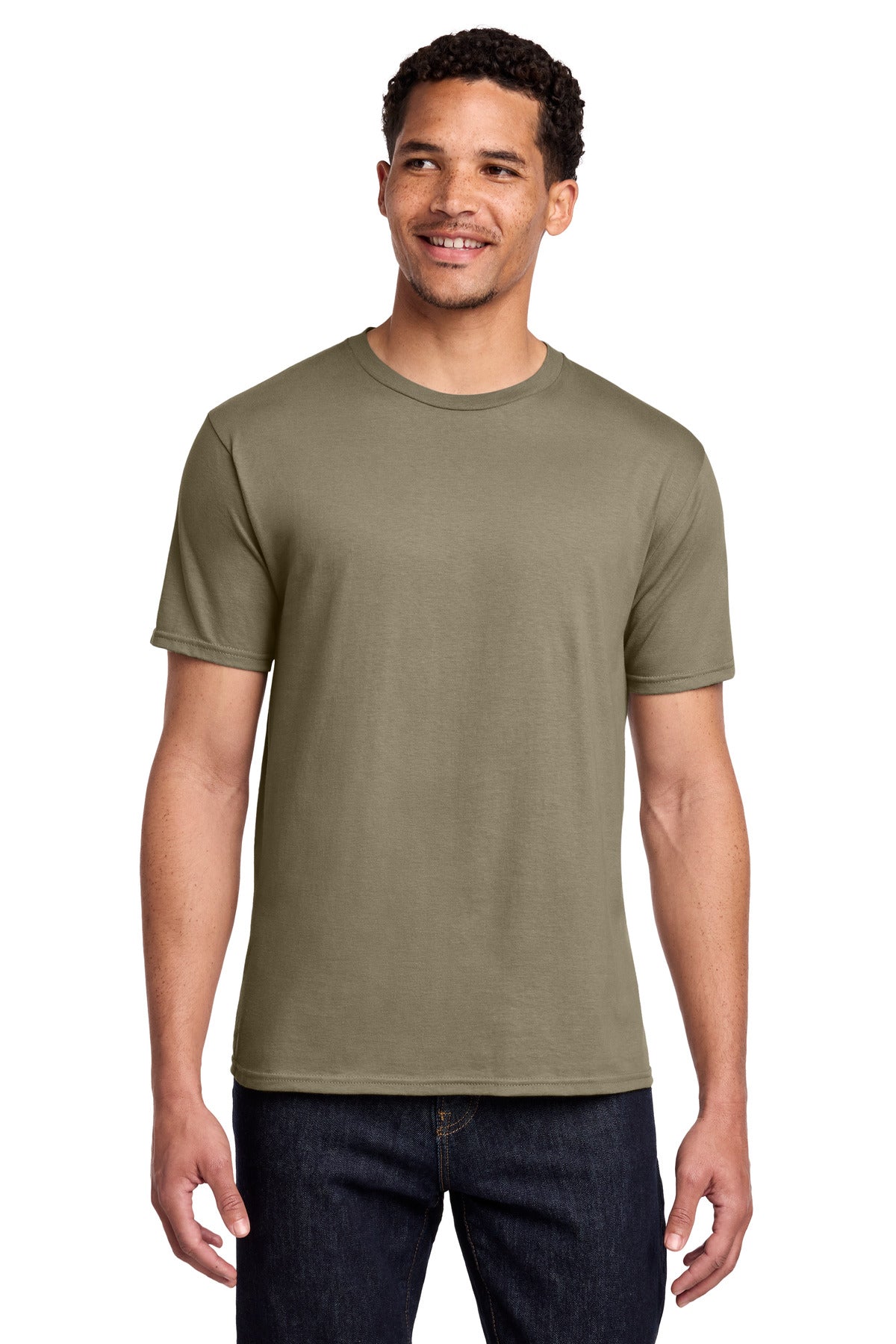 Custom Port & Company Tee PC450 in Coyote Brown, personalized by SanCanDo Swag in Argyle, TX