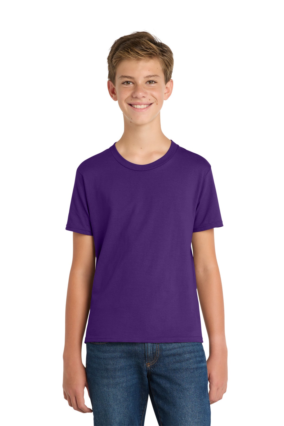 Custom Team Purple Youth Fan Favorite Tee PC450Y, personalized by SanCanDo Swag in Argyle, TX