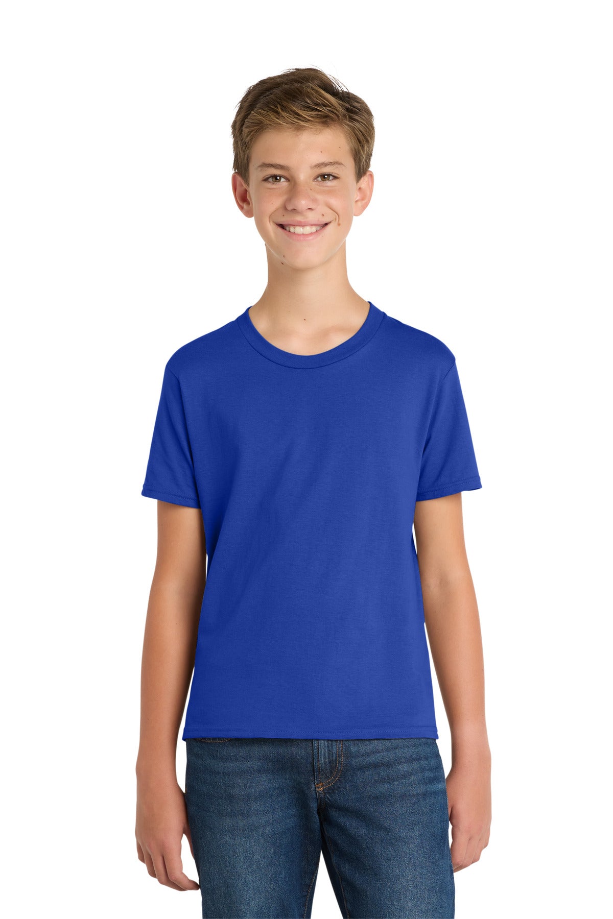 Custom True Royal Youth Fan Favorite Tee PC450Y, personalized by SanCanDo Swag in Argyle, TX