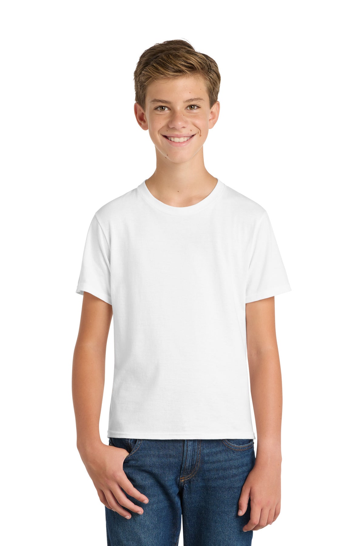Custom White Youth Fan Favorite Tee PC450Y, personalized by SanCanDo Swag in Argyle, TX