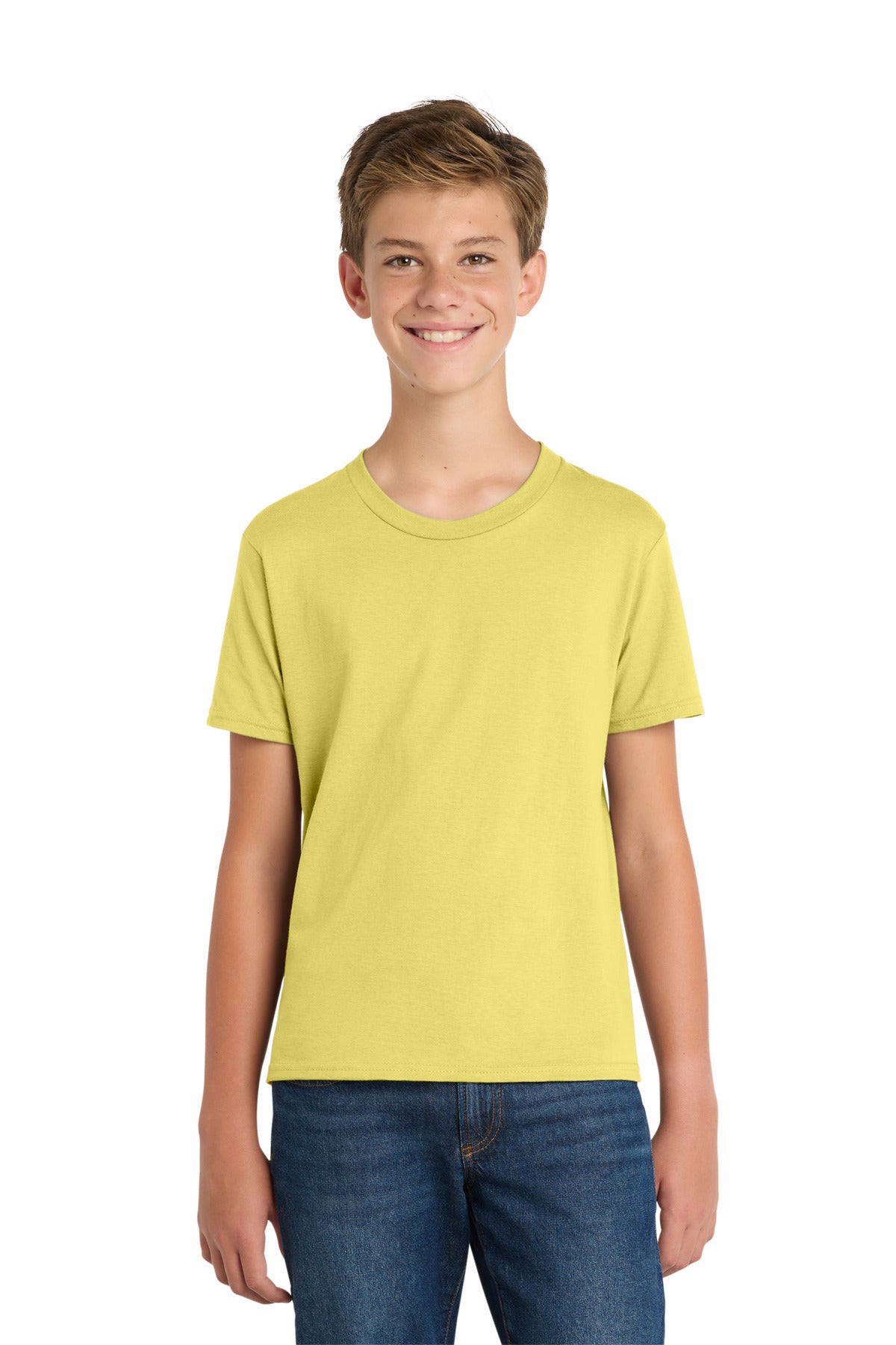 Custom Yellow Youth Fan Favorite Tee PC450Y, personalized by SanCanDo Swag in Argyle, TX
