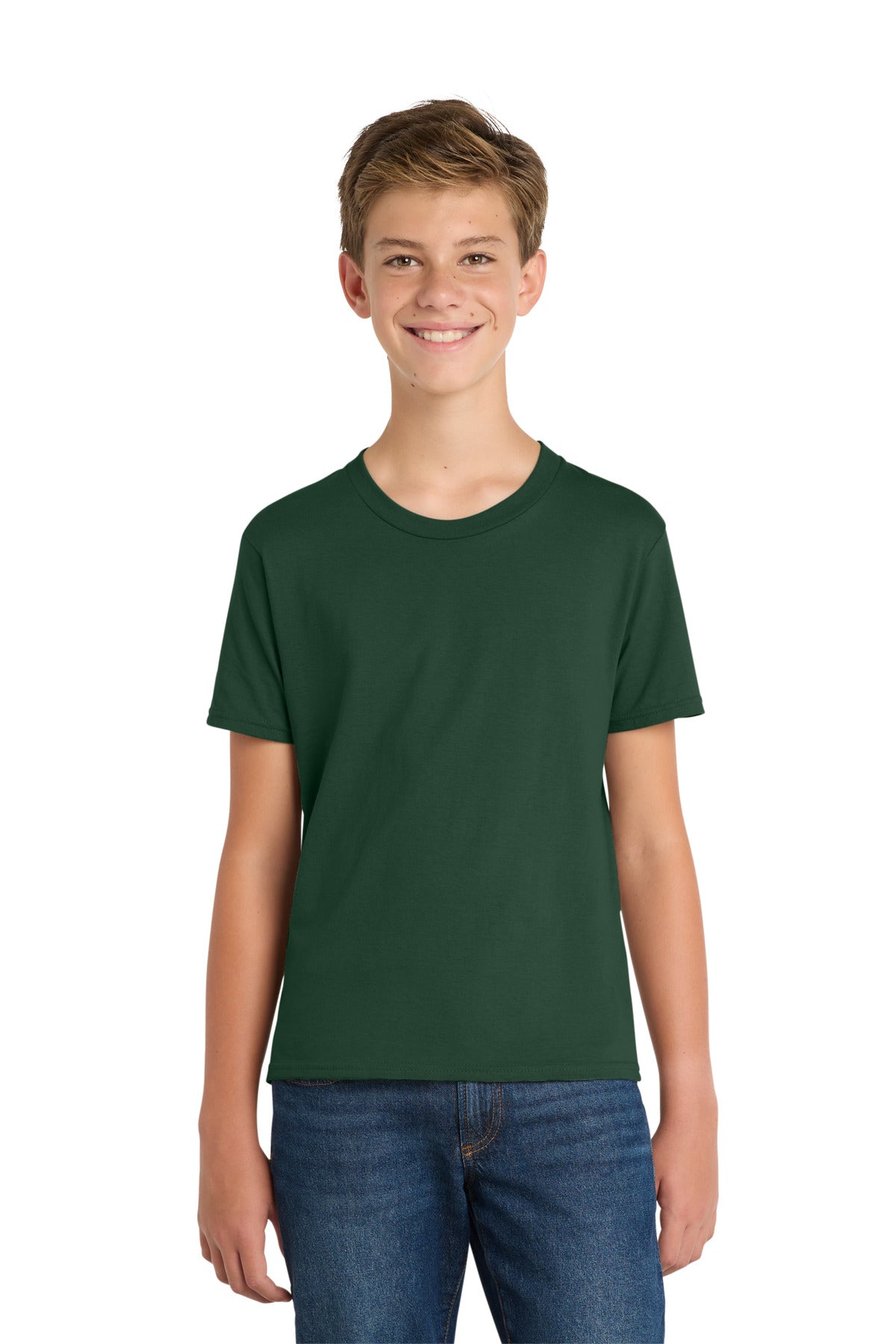 Custom Forest Green Youth Fan Favorite Tee PC450Y, personalized by SanCanDo Swag in Argyle, TX