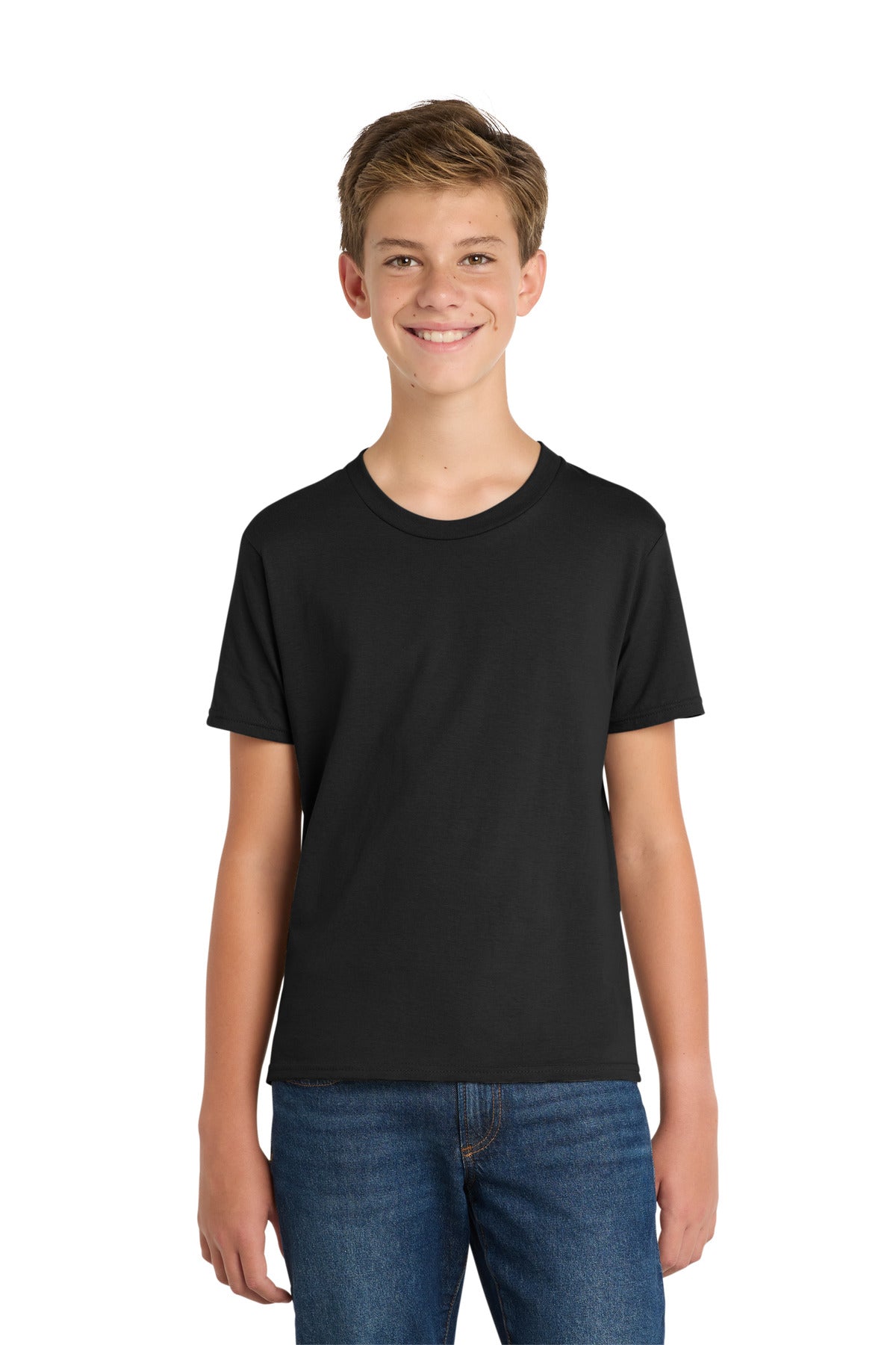 Custom Jet Black Youth Fan Favorite Tee PC450Y, personalized by SanCanDo Swag in Argyle, TX
