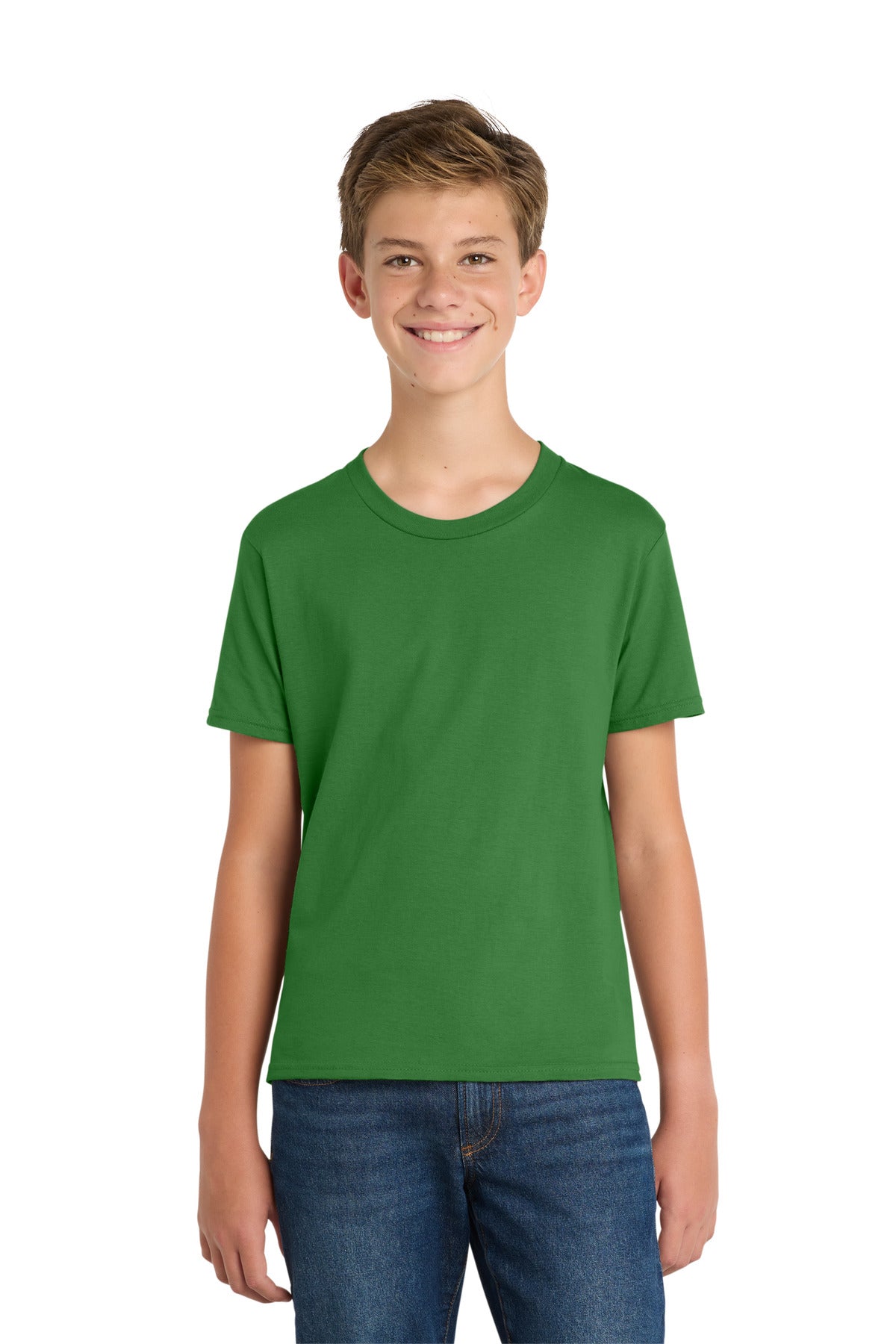 Custom Kiwi Green Youth Fan Favorite Tee PC450Y, personalized by SanCanDo Swag in Argyle, TX