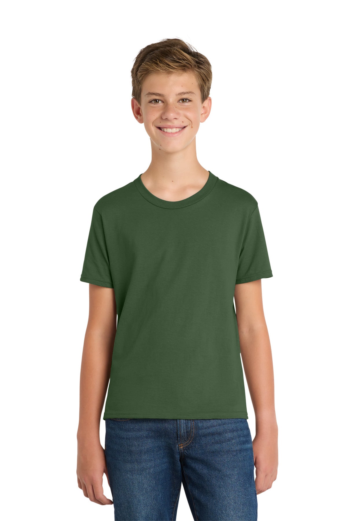 Custom Olive Youth Fan Favorite Tee PC450Y, personalized by SanCanDo Swag in Argyle, TX