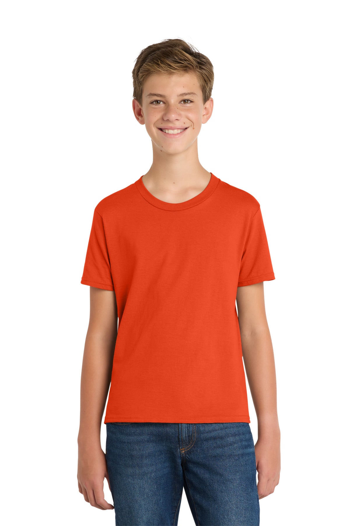 Custom Orange Youth Fan Favorite Tee PC450Y, personalized by SanCanDo Swag in Argyle, TX