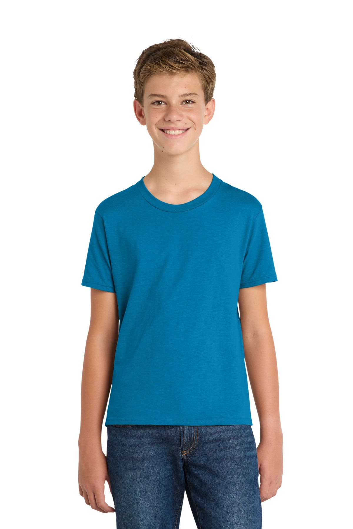 Custom Sapphire Youth Fan Favorite Tee PC450Y, personalized by SanCanDo Swag in Argyle, TX