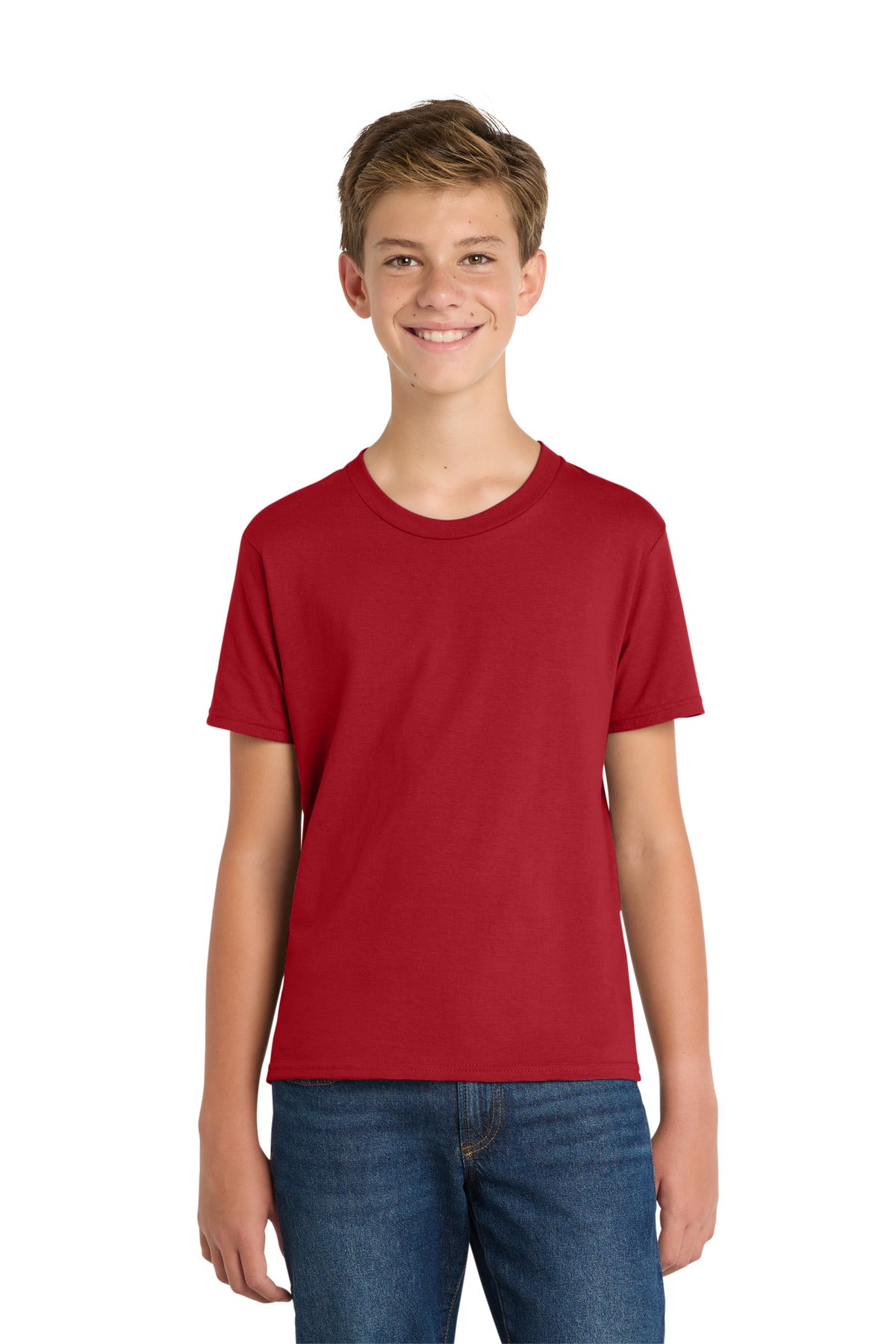 Custom Team Cardinal Youth Fan Favorite Tee PC450Y, personalized by SanCanDo Swag in Argyle, TX