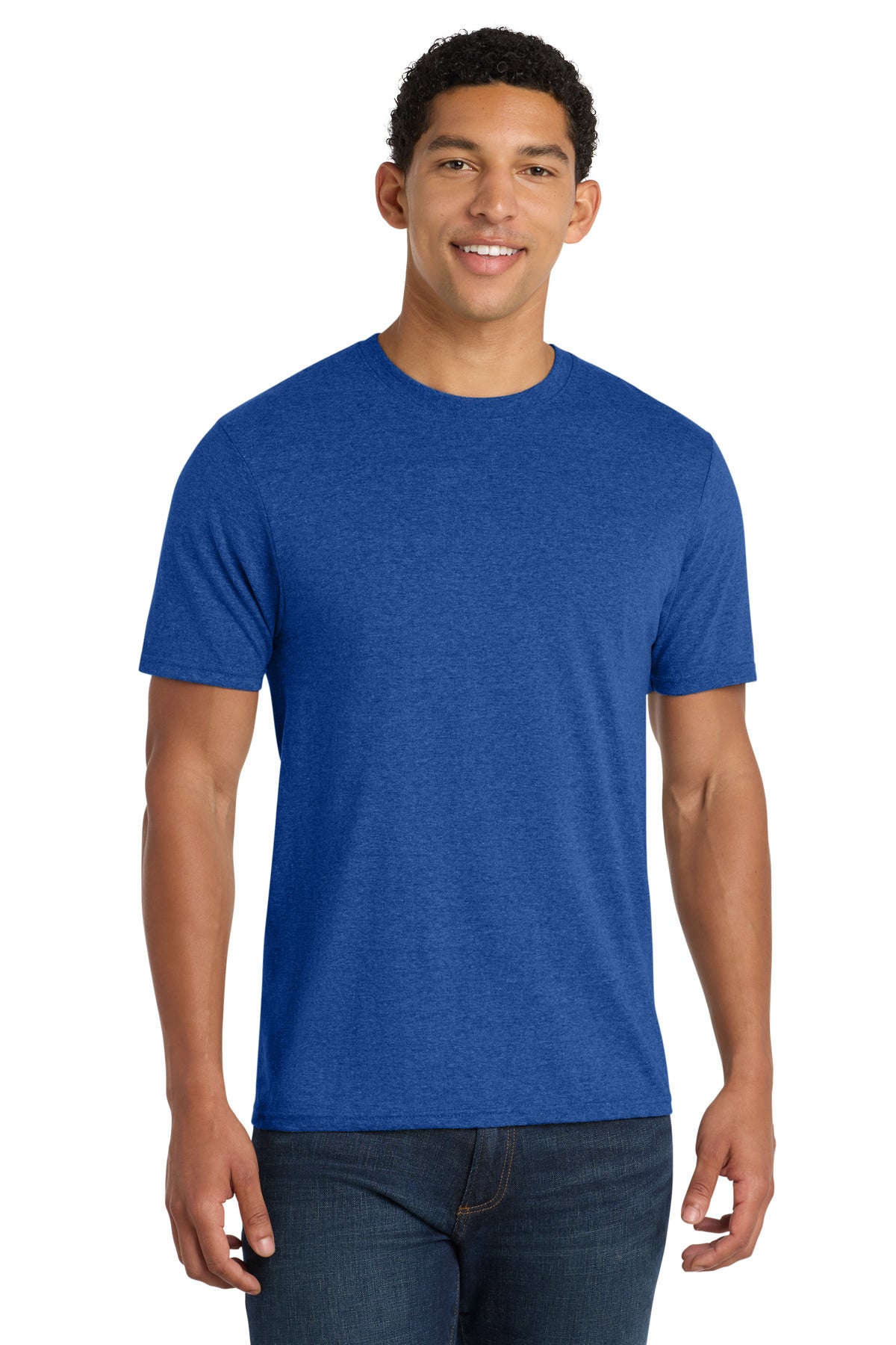 Custom Port & Company Fan Favorite Blend Tee PC455 in True Royal Heather, personalized by SanCanDo Swag in Argyle, TX