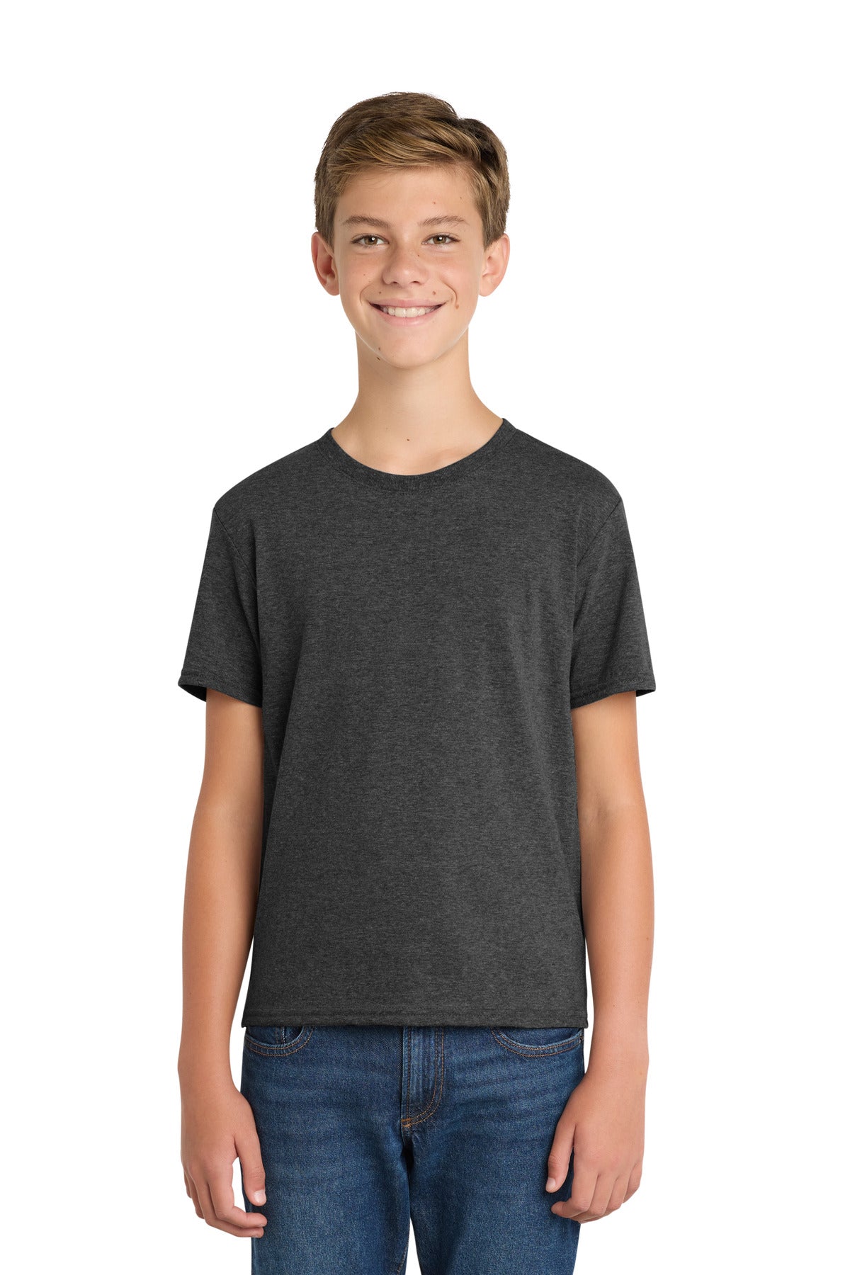Custom Black Heather Youth Fan Favorite Blend Tee PC455Y, personalized by SanCanDo Swag in Argyle, TX