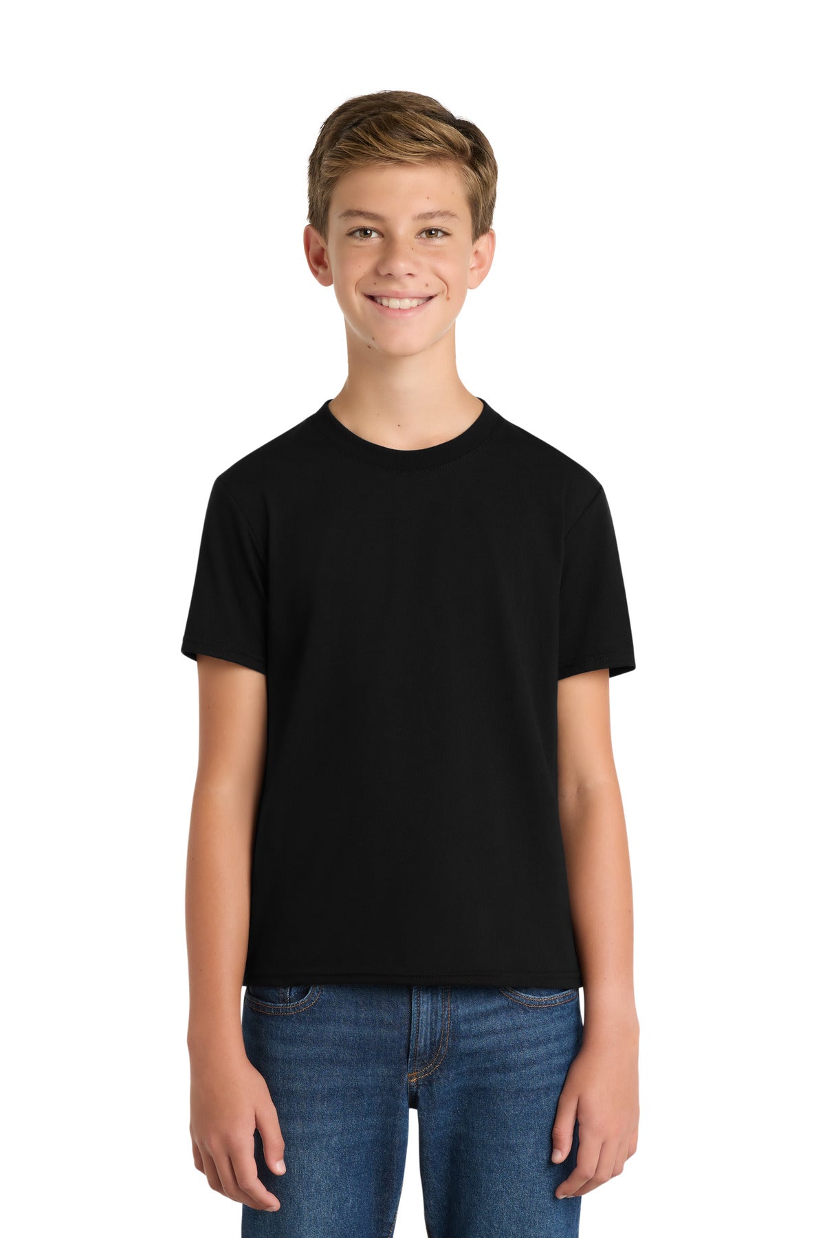 Custom Jet Black Youth Fan Favorite Blend Tee PC455Y, personalized by SanCanDo Swag in Argyle, TX