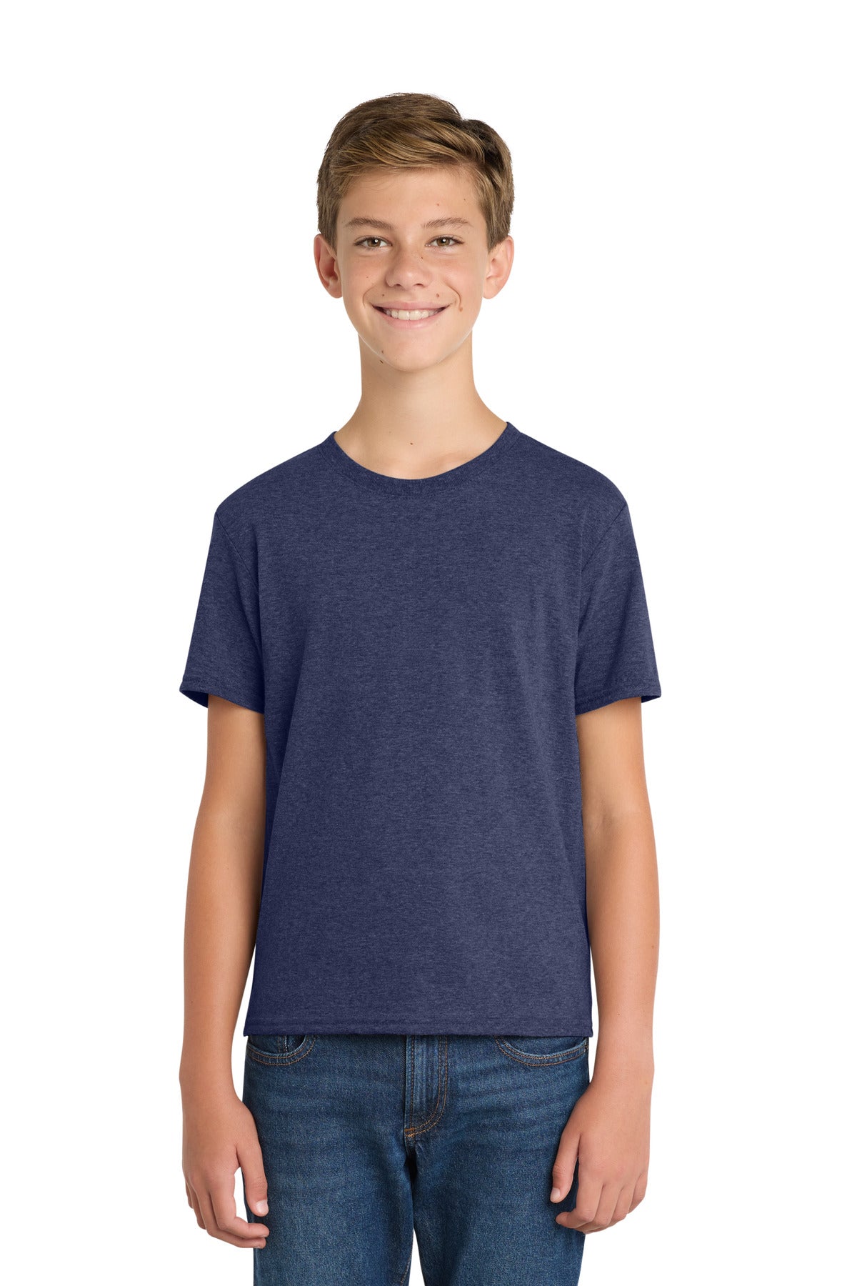 Custom Team Navy Heather Youth Fan Favorite Blend Tee PC455Y, personalized by SanCanDo Swag in Argyle, TX