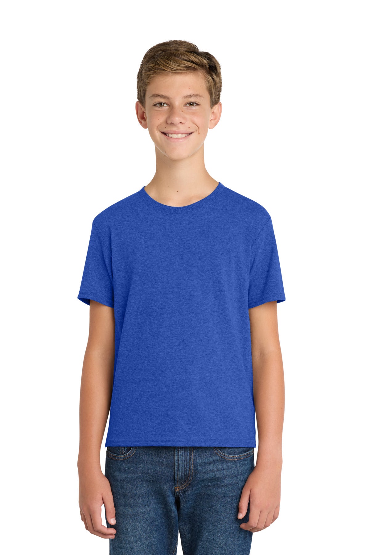 Custom True Royal Heather Youth Fan Favorite Blend Tee PC455Y, personalized by SanCanDo Swag in Argyle, TX