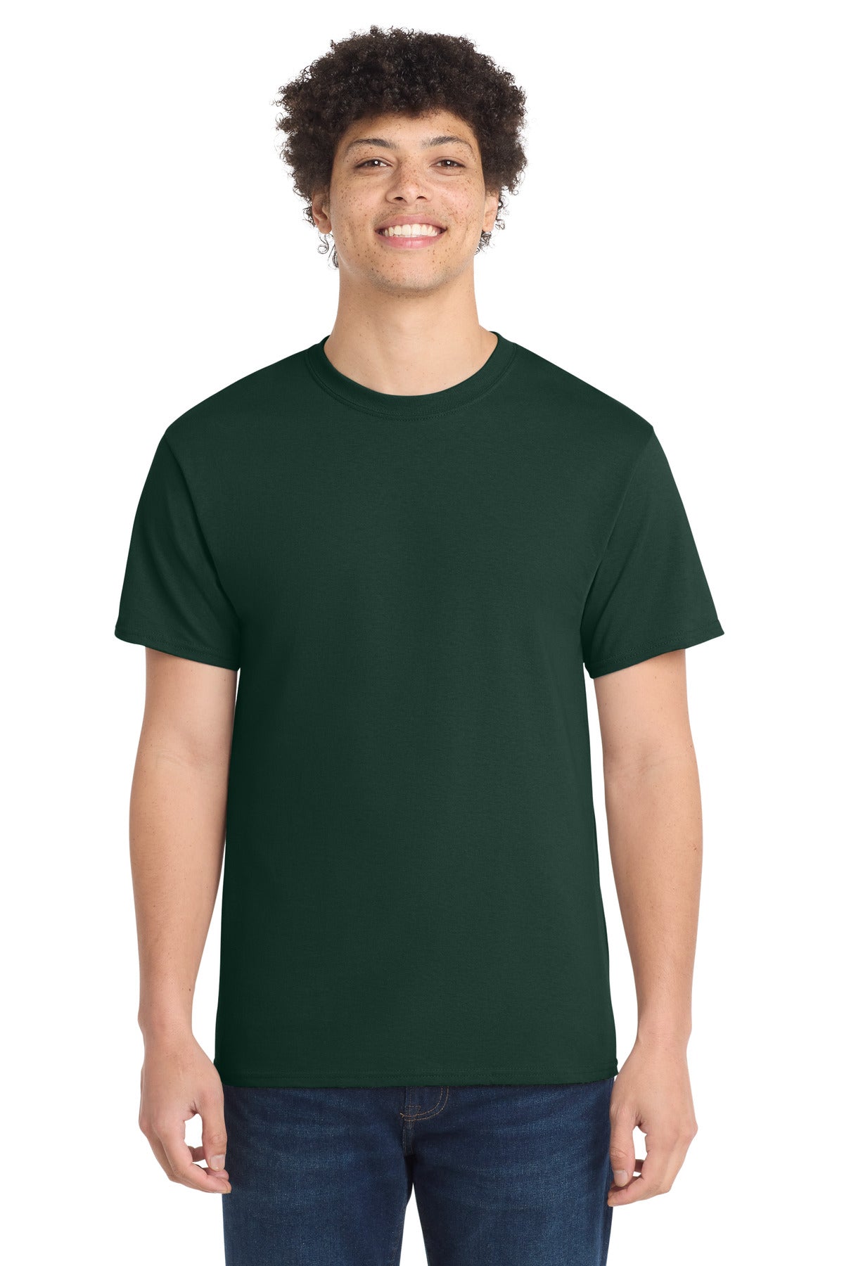 Custom Port & Company Core Cotton Tee PC54 in Dark Green, personalized by SanCanDo Swag in Argyle, TX