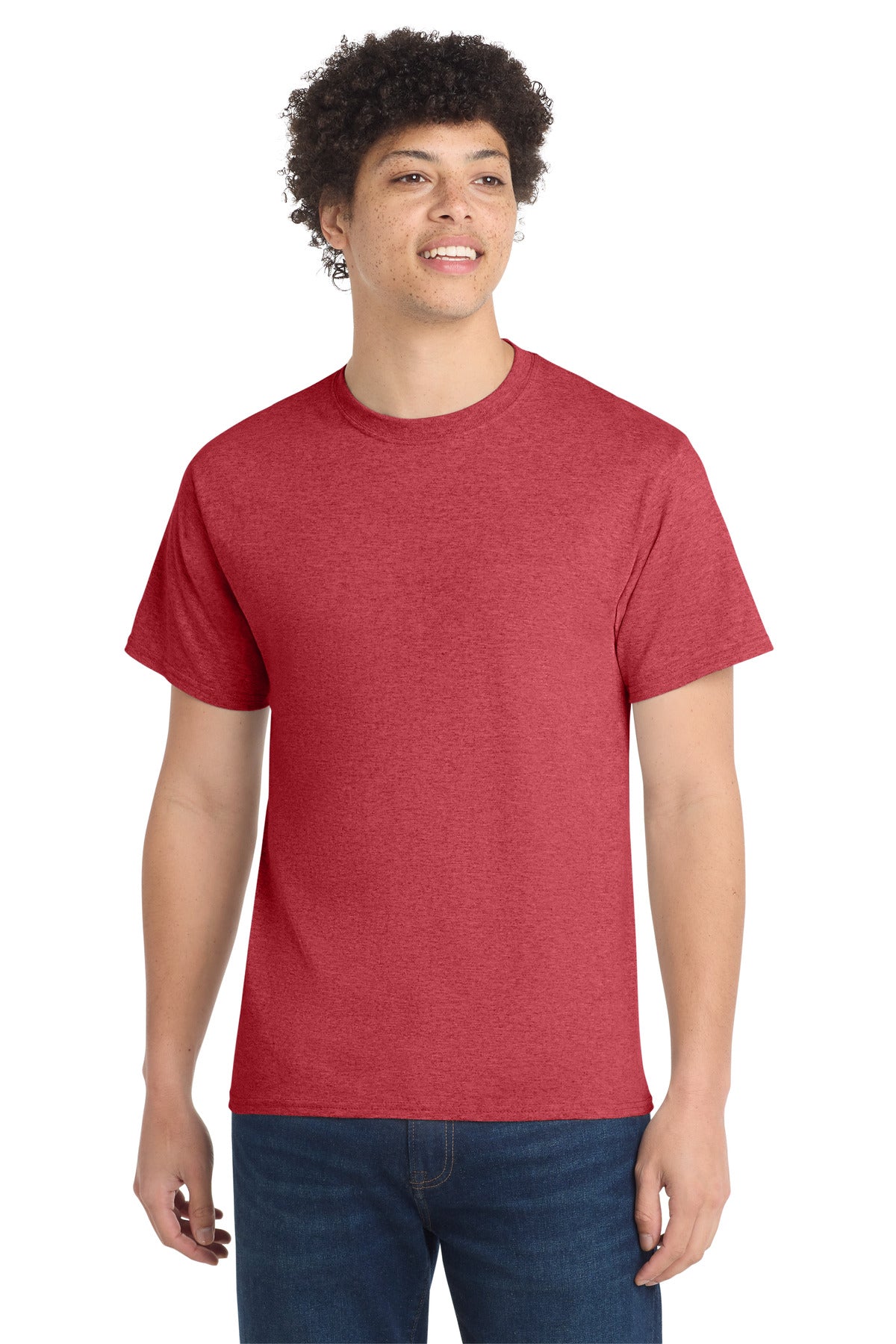 Custom Port & Company Core Cotton Tee PC54 in Heather Red, personalized by SanCanDo Swag in Argyle, TX