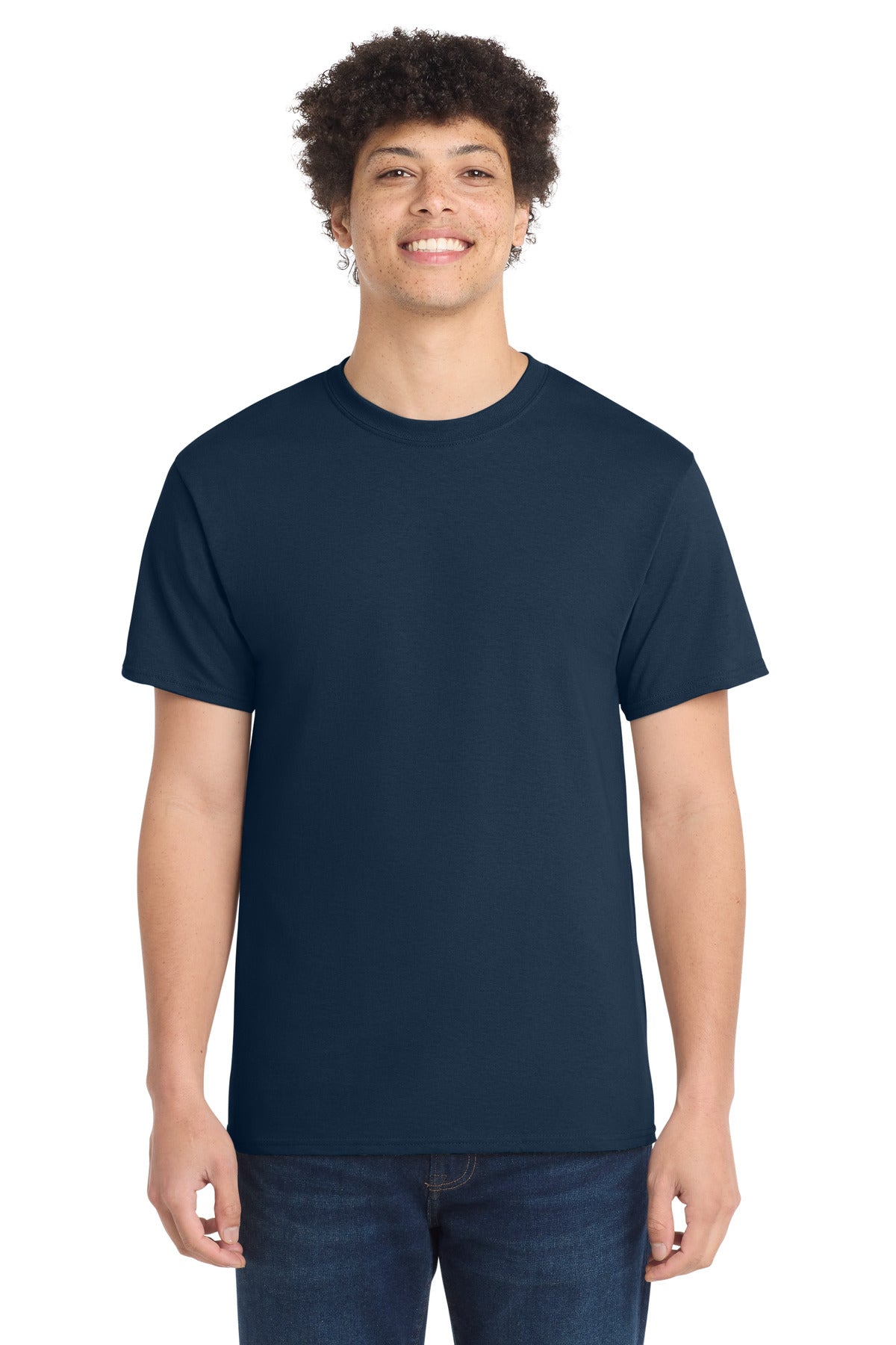 Custom Port & Company Core Cotton Tee PC54 in Navy, personalized by SanCanDo Swag in Argyle, TX