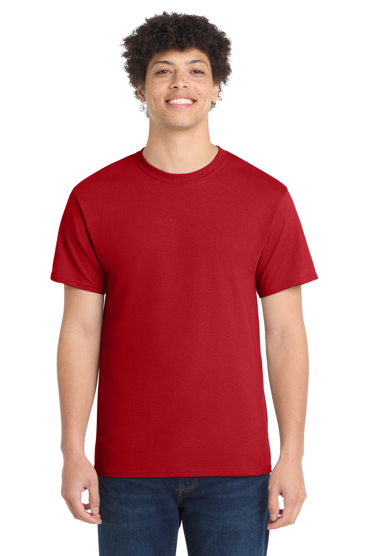 Custom Port & Company Core Cotton Tee PC54 in Red, personalized by SanCanDo Swag in Argyle, TX