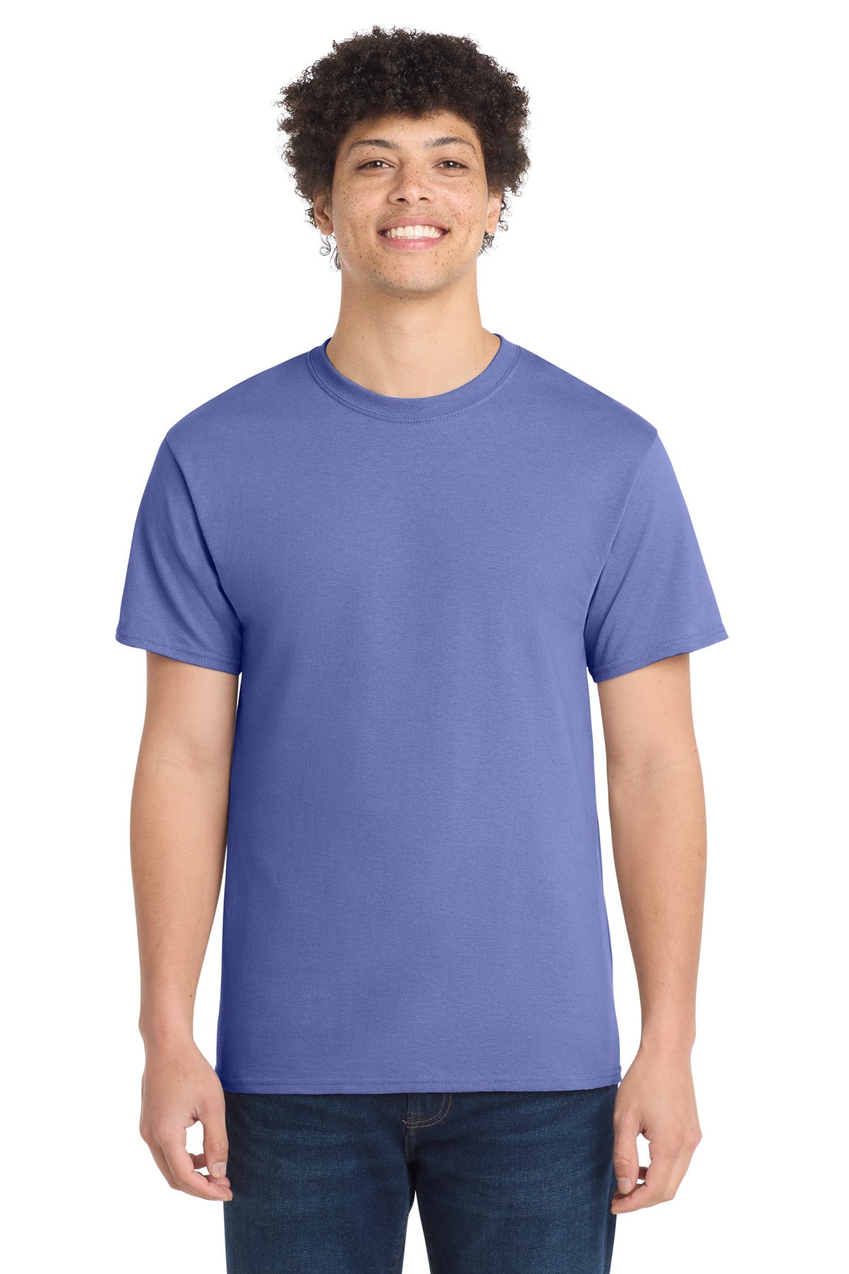 Custom Port & Company Core Cotton Tee PC54 in Violet, personalized by SanCanDo Swag in Argyle, TX