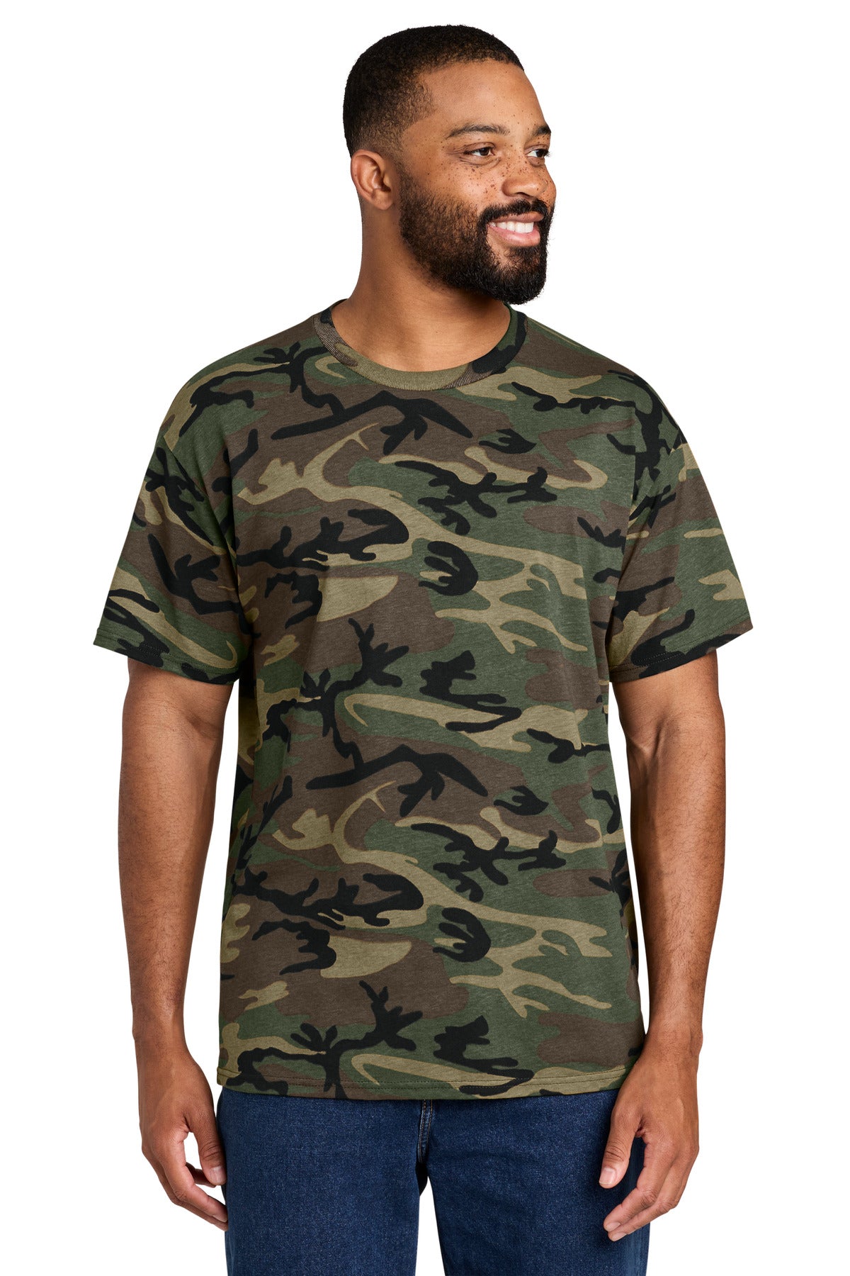 Custom Port & Company Core Cotton Camo Tee PC54C in Military Camo, personalized by SanCanDo Swag in Argyle, TX