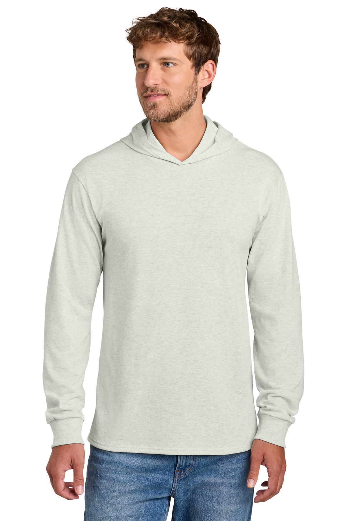 Custom Port & Company Jersey Hoodie PC54H in Oatmeal Heather, personalized by SanCanDo Swag in Argyle, TX