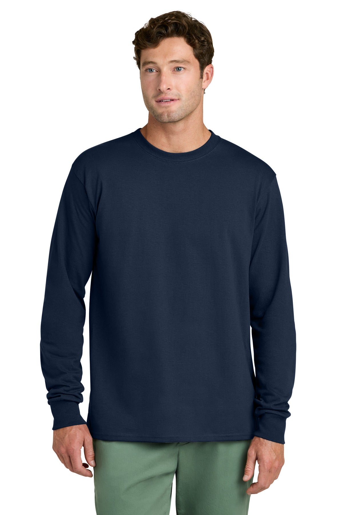 Custom Port & Company Long Sleeve Tee PC54LS in True Navy, personalized by SanCanDo Swag in Argyle, TX