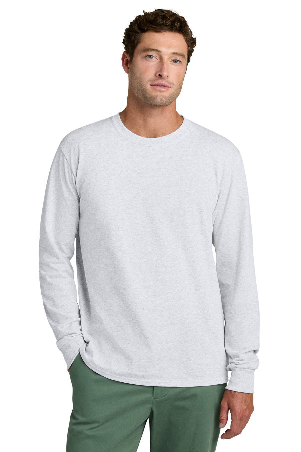 Custom Port & Company Long Sleeve Tee PC54LS in Ash, personalized by SanCanDo Swag in Argyle, TX
