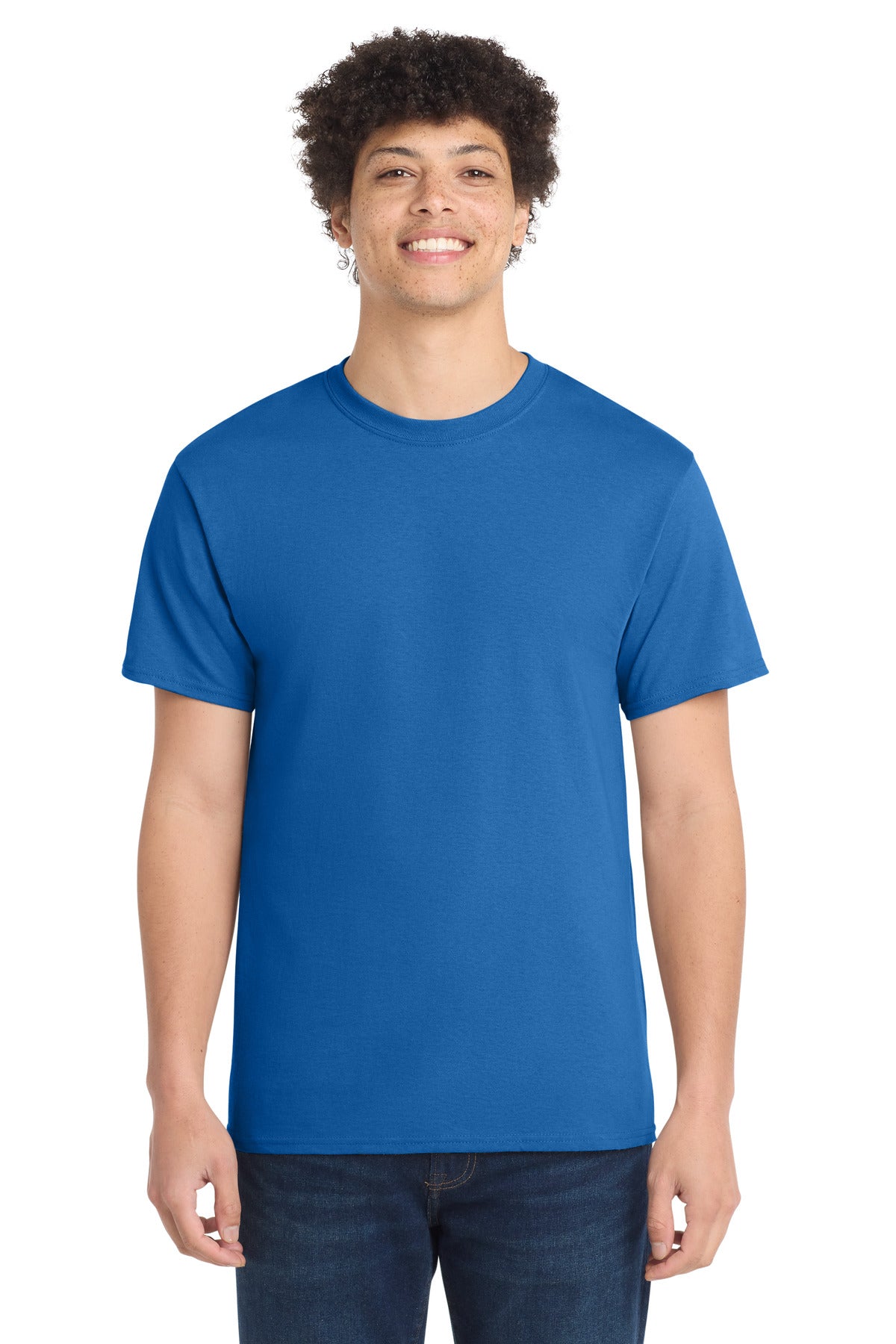 Custom Port & Company Tall Core Cotton Tee PC54T in Royal, personalized by SanCanDo Swag in Argyle, TX